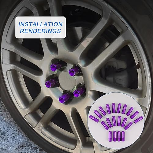 Vista 25 de JDMSPEED - Repuesto de tuercas de llanta alargadas de aluminio de 2.23 pulgadas para llantas M12 x 1.5, 20 unidades, color negro