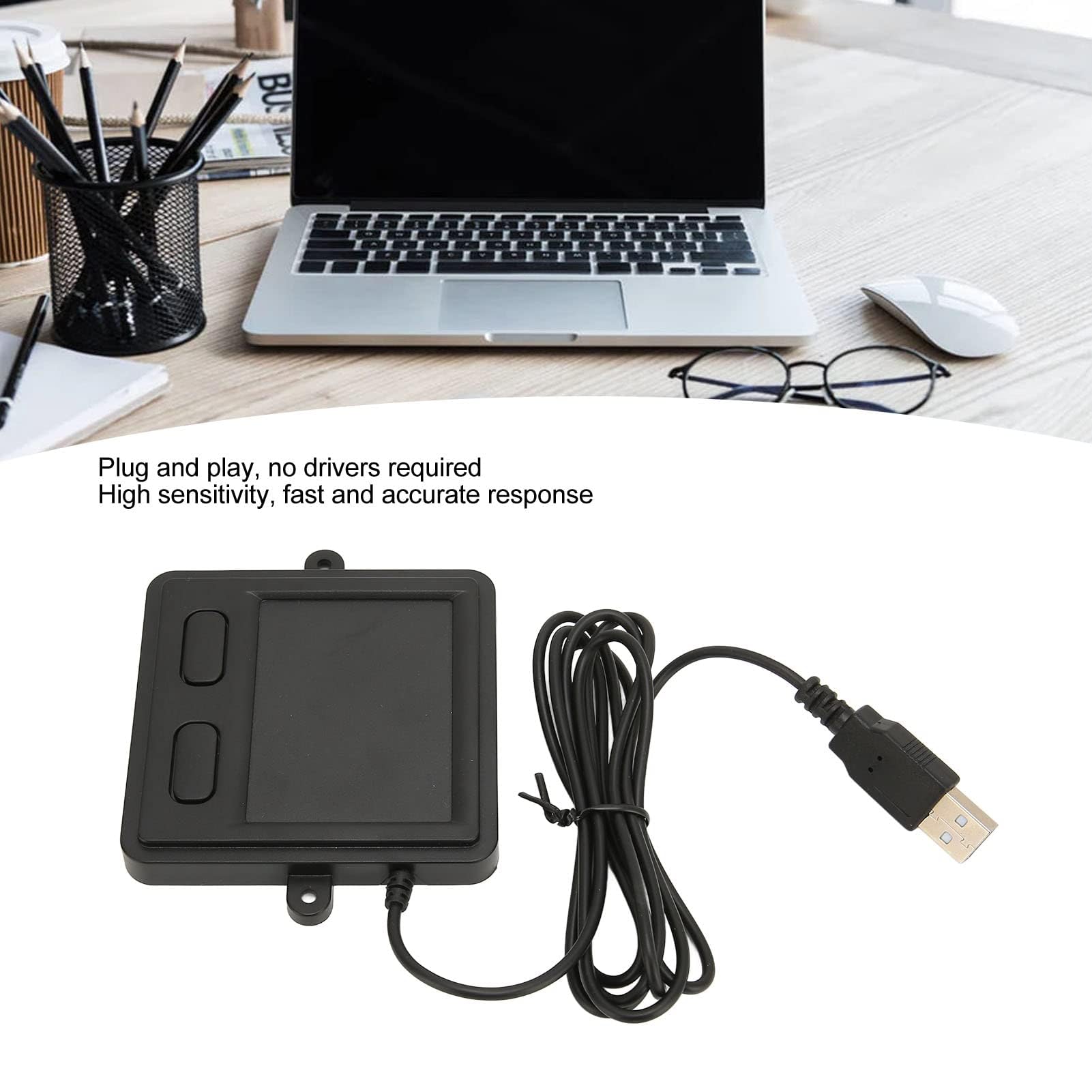 Panel Táctil USB Ligado a la Trabajo, Porthippad Portátil con 2 Teclas Touchpad Altamente Sensible Al Escritorio para Computadora Portátil HomeOficial