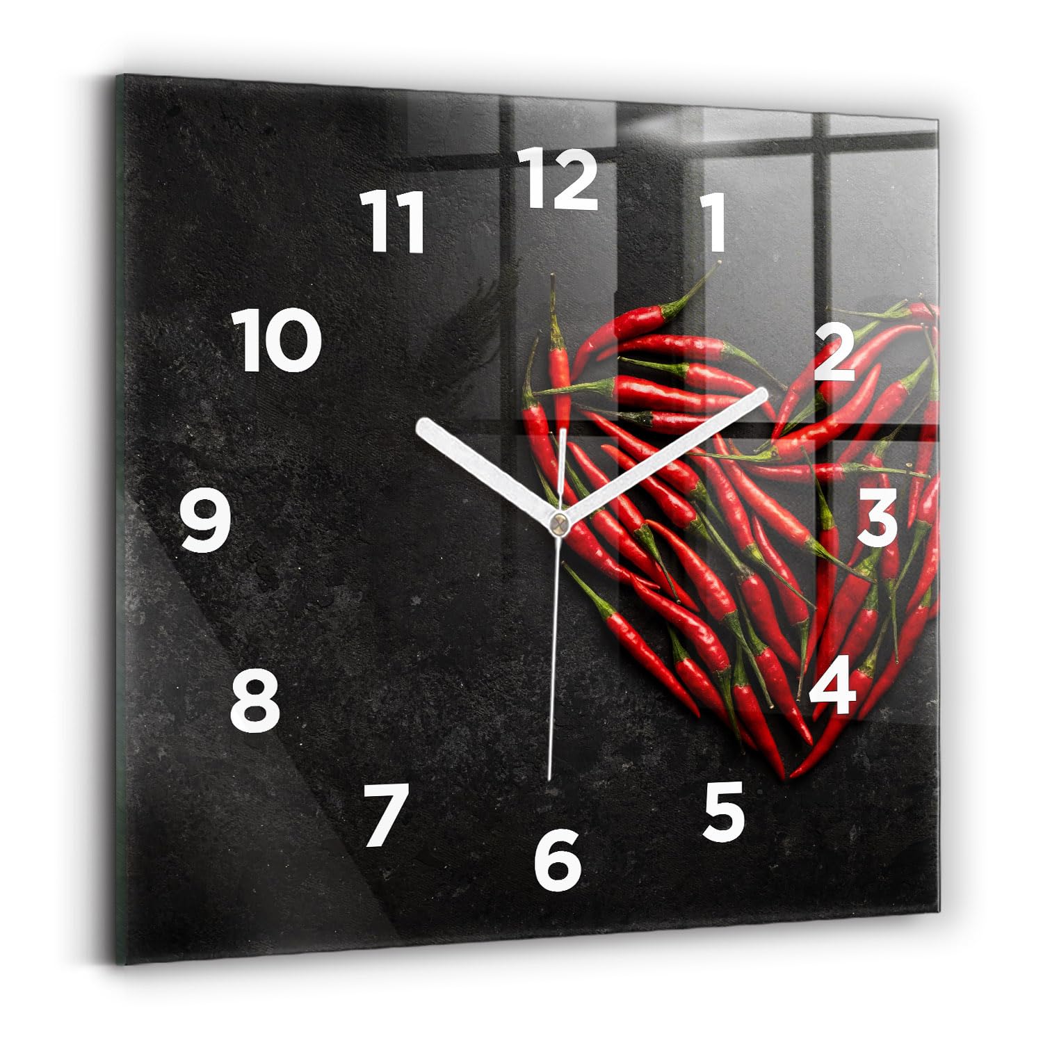 Horloge carrée Wallfluent de qualité supérieure 30x30 cm Coeur de Paprika