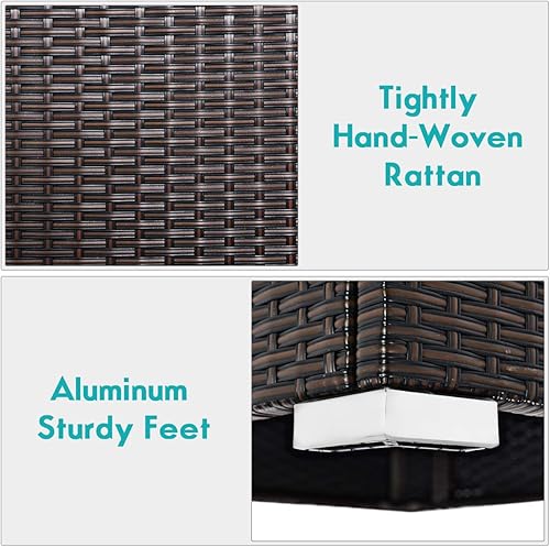 Miniatura 7 de Tangkula Juego de 2 sofás de mimbre para exteriores, sin brazos, juego de sofá modular de ratán para patio con 2 cojines de asiento gruesos y 2