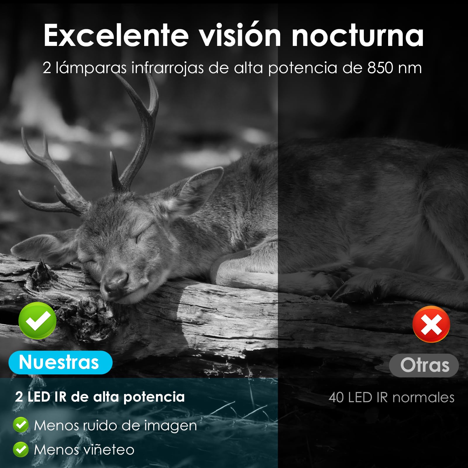 WOLFANG Cámara de Caza 4G, Cámara Fototrampeo 48MP 2K, 5200 mAh Batería, Nocturna 850 NM LED IR con 0,2 s Activación, Cámara Caza Impermeable IP66 para Vida Silvestre
