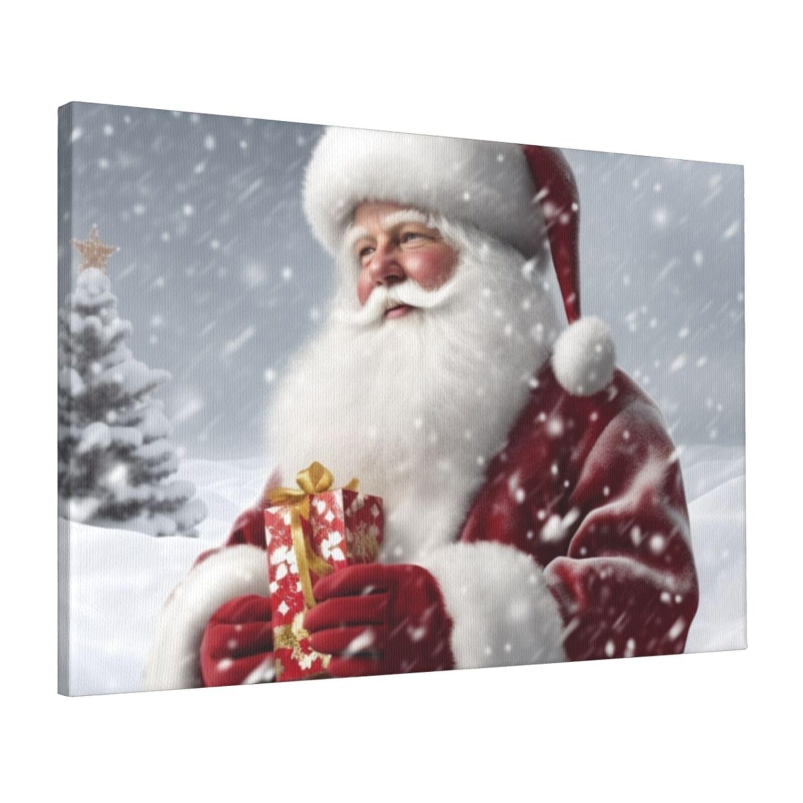 FodPand Canvas Wall Art for Living Room Wall Decor 16"x24" Modern Artwork Painting Pictures Hanging Canvas Prints Santa Claus Snow Secenry Aesthetic Wall Art for Bedroom Bathroom Office Wallart Decor
