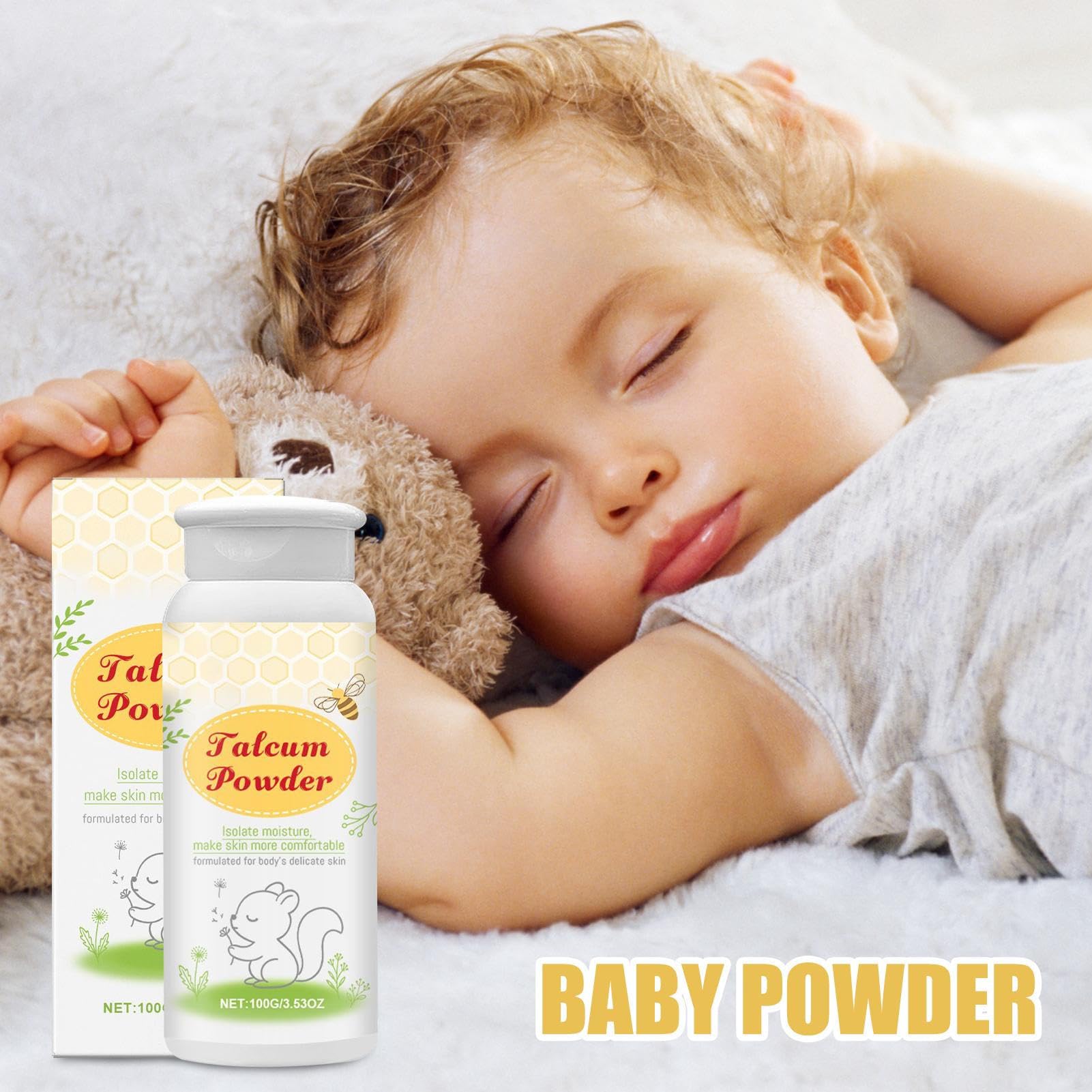 Polvo para bebé, polvo de 100 g, fórmula de almidón de maíz para alivio calmante, cuidado para la piel delicada, seguro y no irritante, ideal para después de la ducha y uso de día/noche para