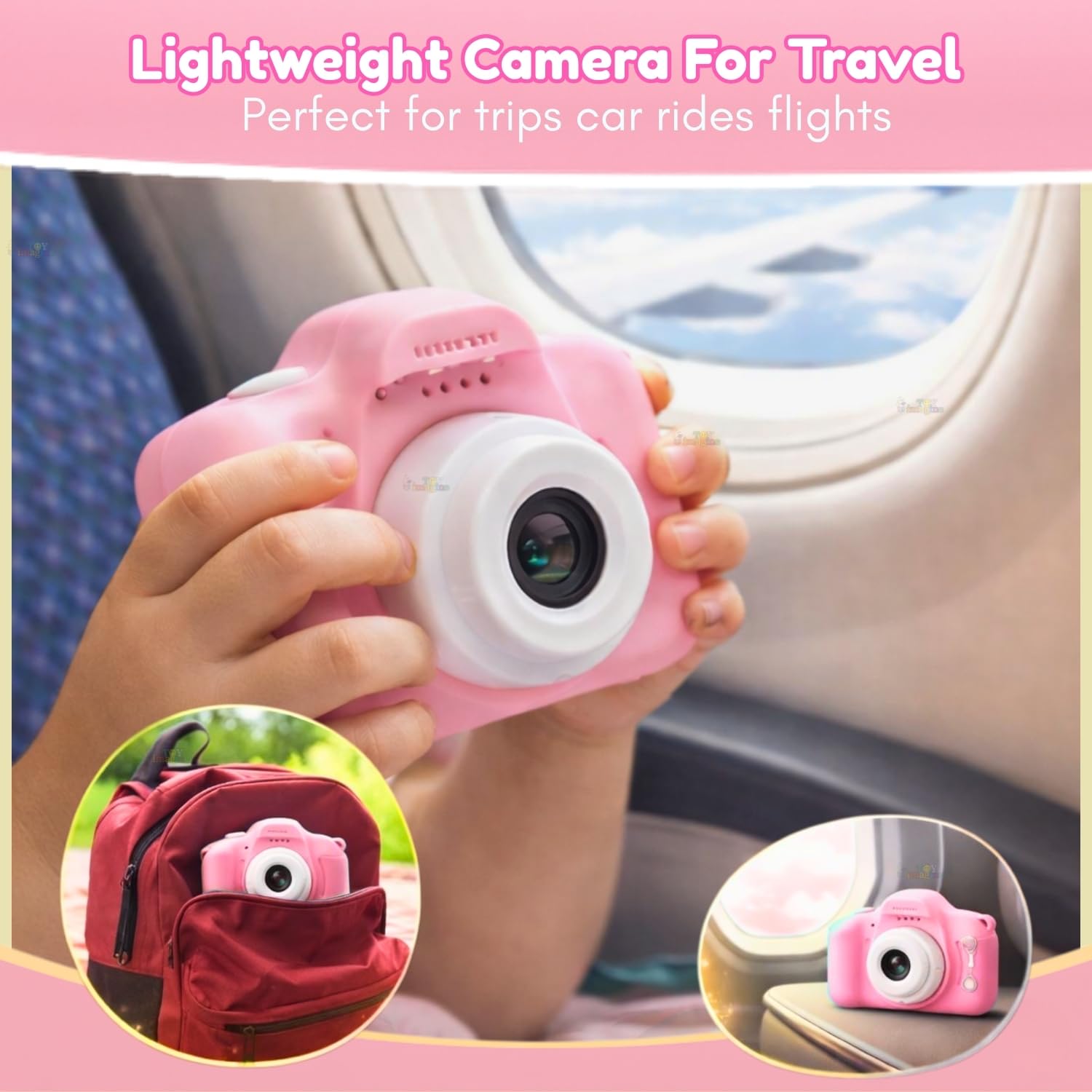 Toy Imagine Kids Digital Camera 3.0MP &1080p Video Photos 2-Inch Screen, USB Rechargeable & Portable Fun Mini Toy Camera for Boys & Girls Age 3โ12 Educational Birthday Gift Supports 32GB SD Card(Pink) 4