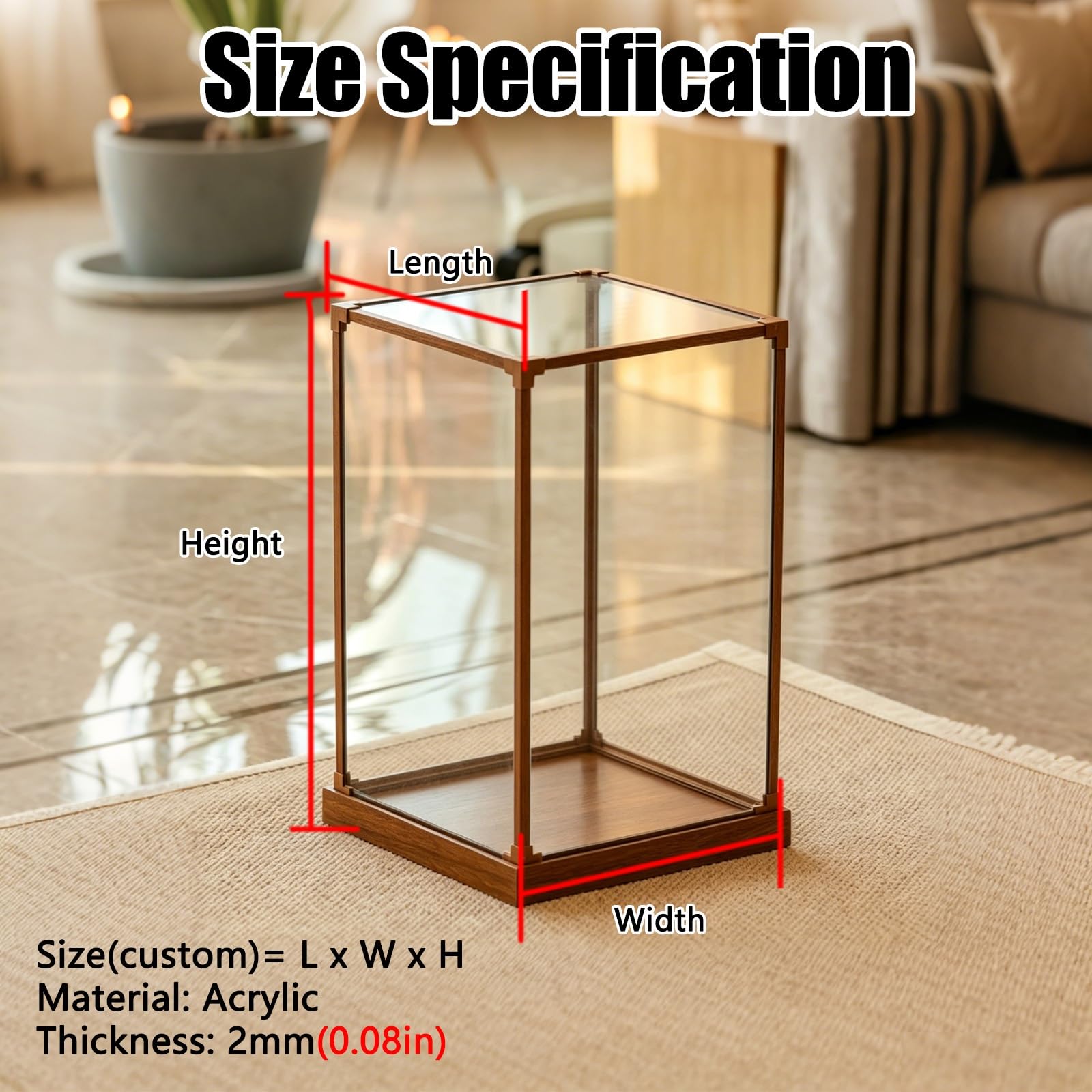 Witryna Akrylowa Clear Acrylic Display Case, Transparent Boxes with Base | 15 20 30 40 50 60 70 80 Cm, Dostępny Rozmiar Niestandardowy, Dla Zabawek Figurki Modele Pamiątki(80x45x45cm/31.5x18x18in)