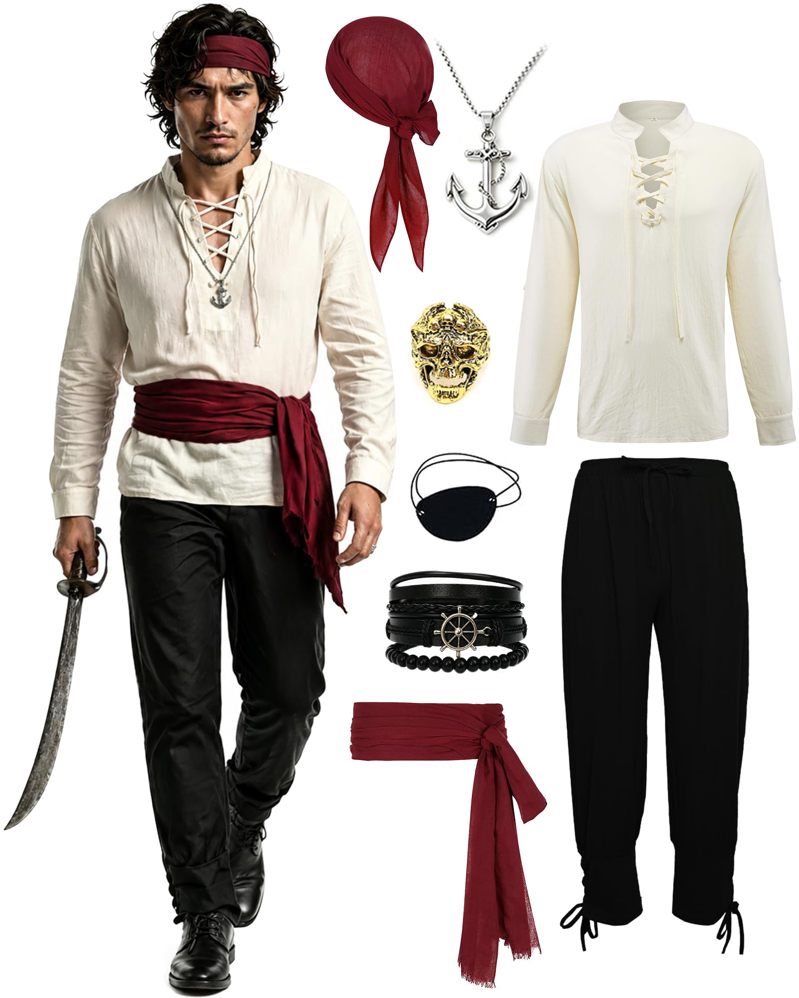 Herren Piratenkostüm Set Mittelalter Renaissance Kostüm