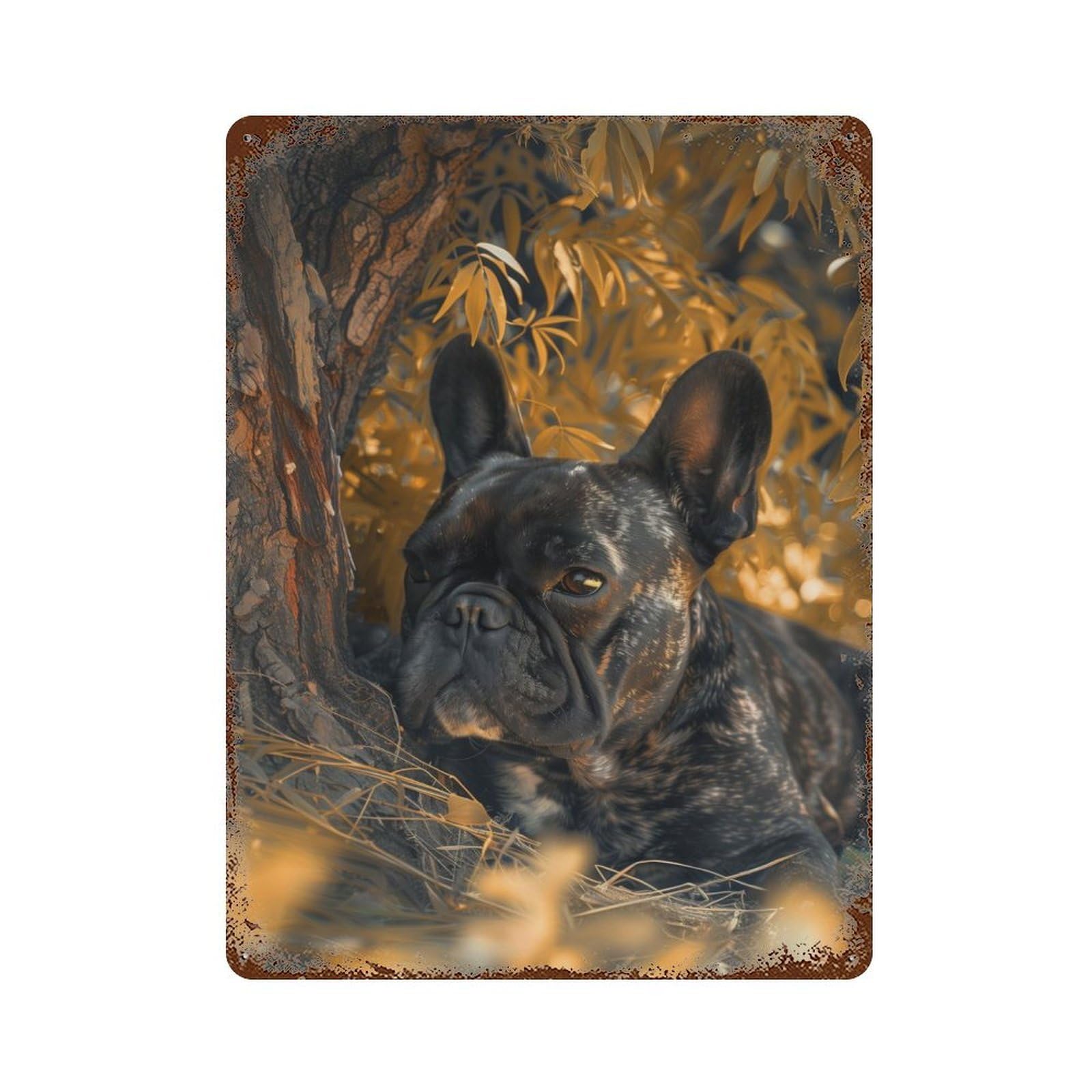 Majestic French Bulldog Decorative Tin Sign 15.7"x11.8", for Bistro, Counter And Cafe Decor, Classic Wall Plaque