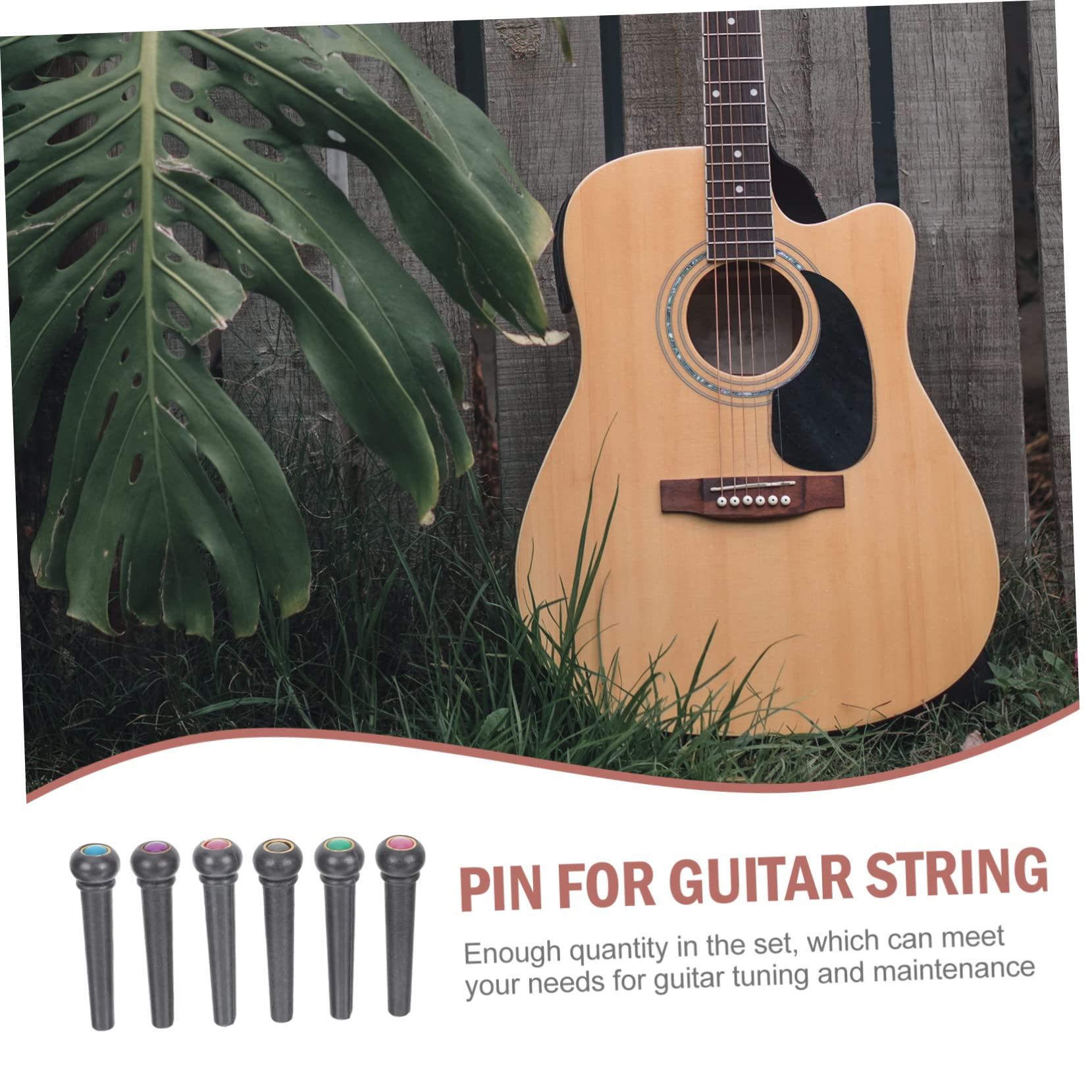 Ibasenice 12pièces Broches De Pont De Guitare Acoustique Et Électrique Accessoires Plastique Et Acier Remplacement Pour Guitare Facile à Installer Six Couleurs