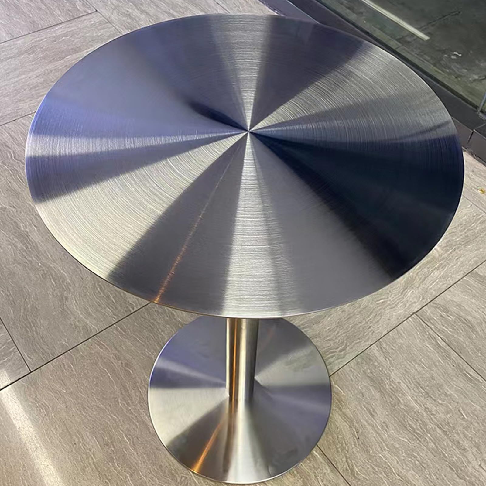 SEIFE Mesa de Comedor Redonda, Mesa Auxiliar de Acero Inoxidable, Mesa de Bar Redonda, Mesa de Bar de bistró Moderna(Round,60cm/23.6)