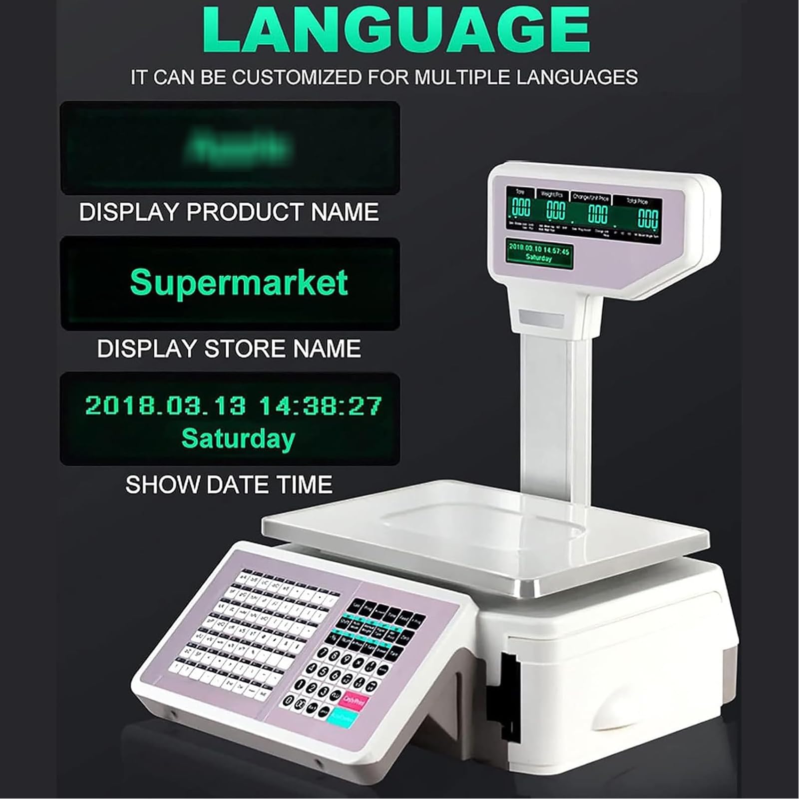 Balance Numérique De Calcul De Prix, Imprimante Thermique, Caisse Enregistreuse Électronique À Code-Barres pour Supermarchés Et Commerces De Proximité, avec Scanner