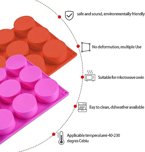 Miniatura 3 de DIFENLUN Moldes redondos para galletas de chocolate, paquete de 2 moldes de silicona cilíndricas de 12 cavidades antiadherentes para hornear Oreos