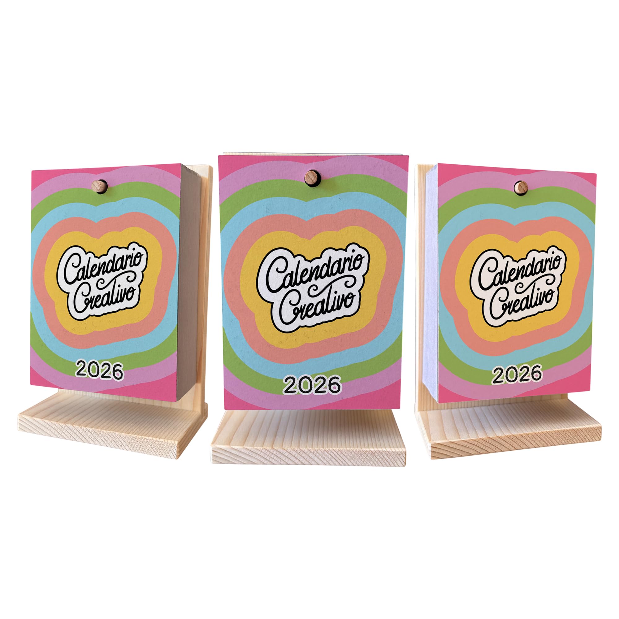Calendario Creativo 2026, con supporto in legno, (Bundle x3), 365 Giorni di Ironia, Ispirazione, Curiosità e giochi (Bundle x3)