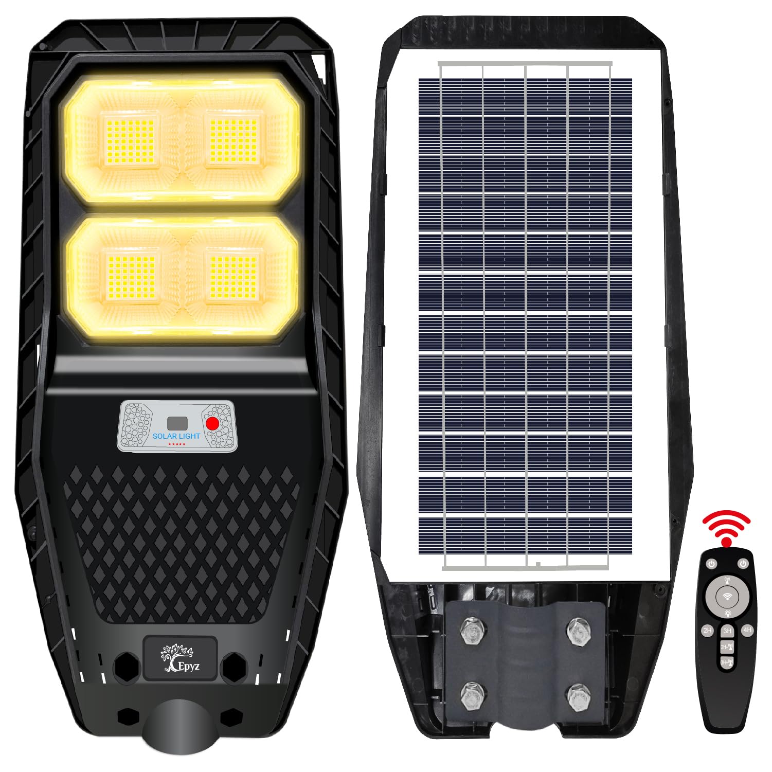 Epyz Plastic 50Watt Solar Street Light Outdoor Waterproof With Motion Sensor Light And Dusk To Dawn For Garden, Street, Lawn, Pathway [ With Out Pole ] [ Pack Of 1, Warm Yellow, 196LED ]