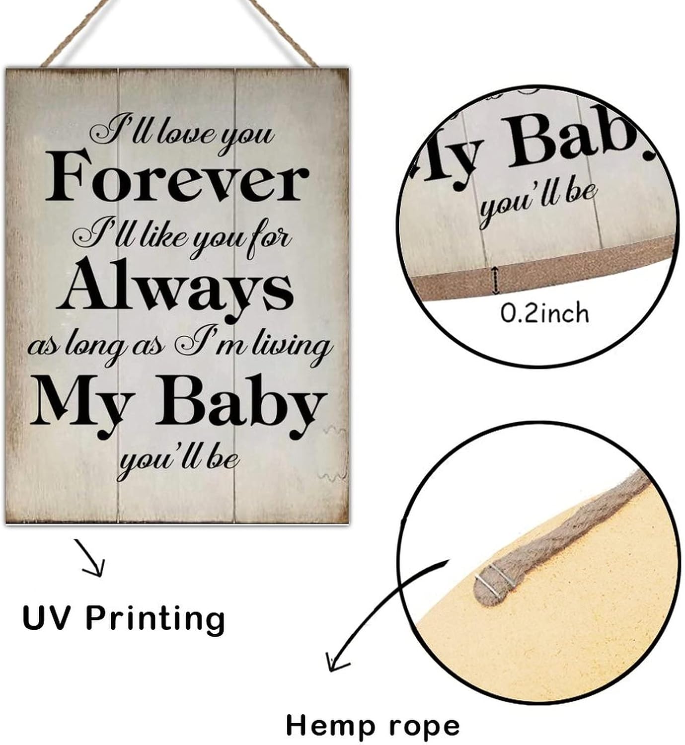 Wood Sign with Quotes I'll Love You Forever I'll Like You for Always Wood Plaques Inspirational Quotes Scripture Wood Sign Wall Decor Vintage Wall Art Sign 18x24in