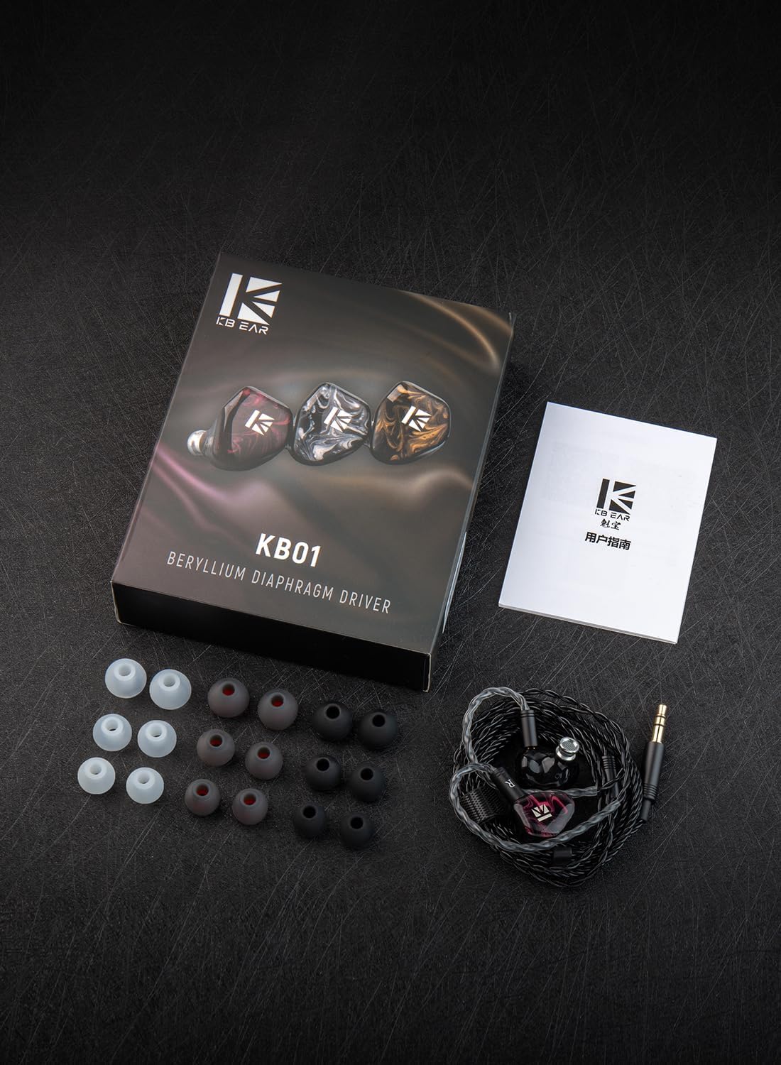 KBEAR KB01 in Ear Monitor, 10mm Beryllium Diaphragm Dynamic Driver IEMs, HiFi Gaming Earbuds with Clarity Sound 3D-Printed Resin Shell, 6N OFC 2PIN Cable for Musicians Audio Engineers Singers (Red)