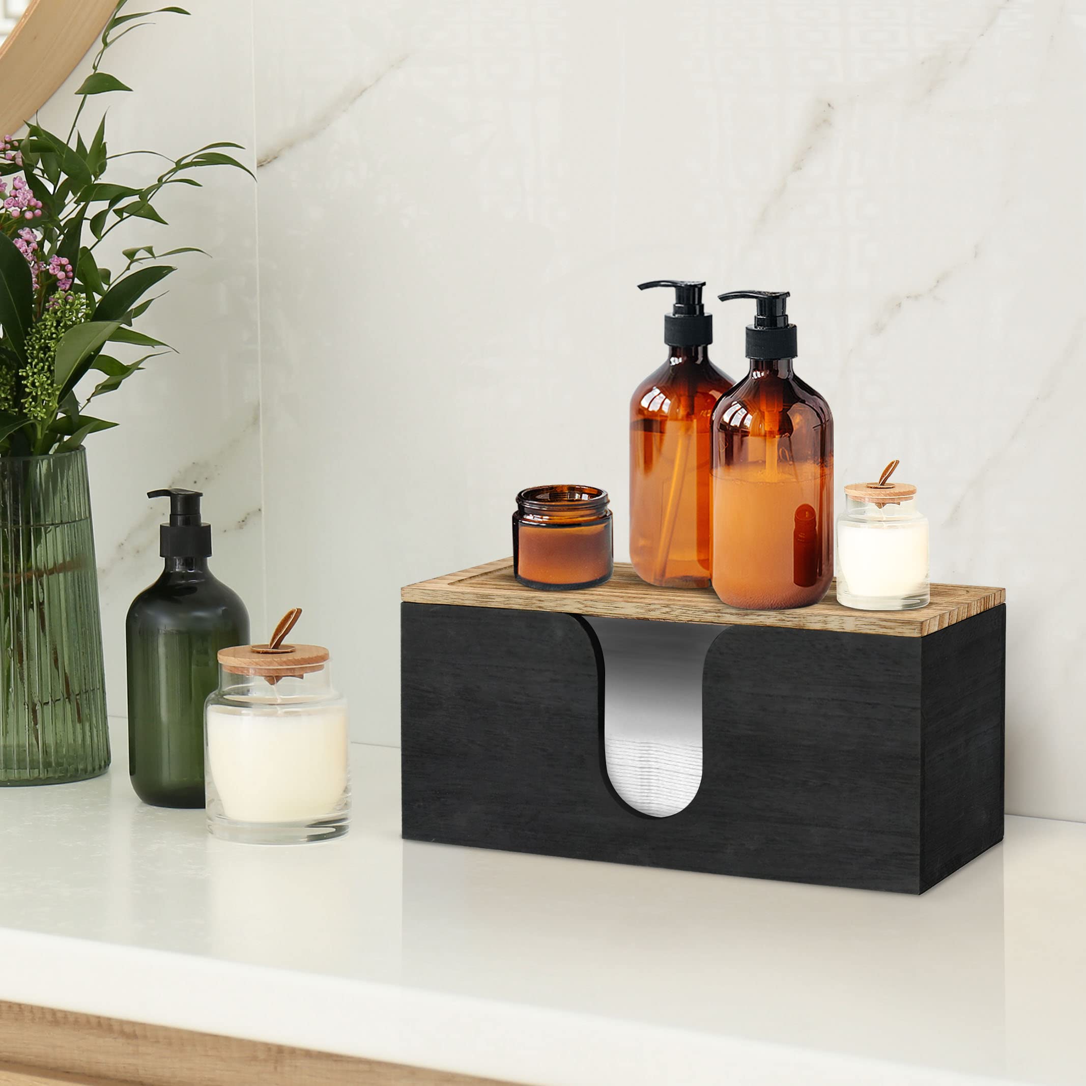 Dispensador de toallas de papel de madera maciza para encimera y montaje en pared, soporte de toalla de papel plegado con tapa, plegable comercial en C, plegado en Z, soporte de toalla de mano triple