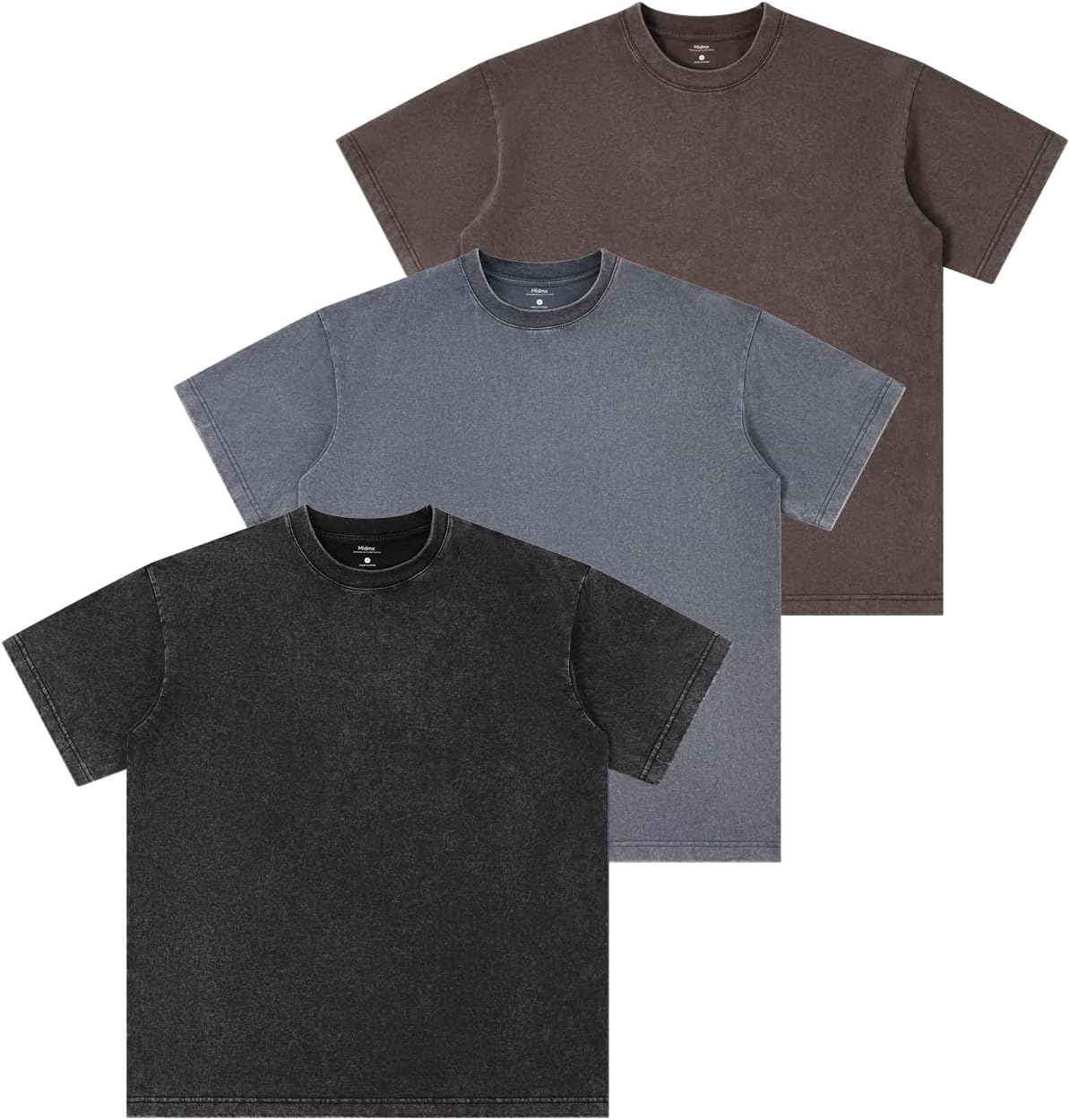 3PCS Vintage Heavyweight Cotton T Shirts for Men Oversized T Shirts for Women Unisex Short Sleeves Street Casual Loose Acid Washed Tee