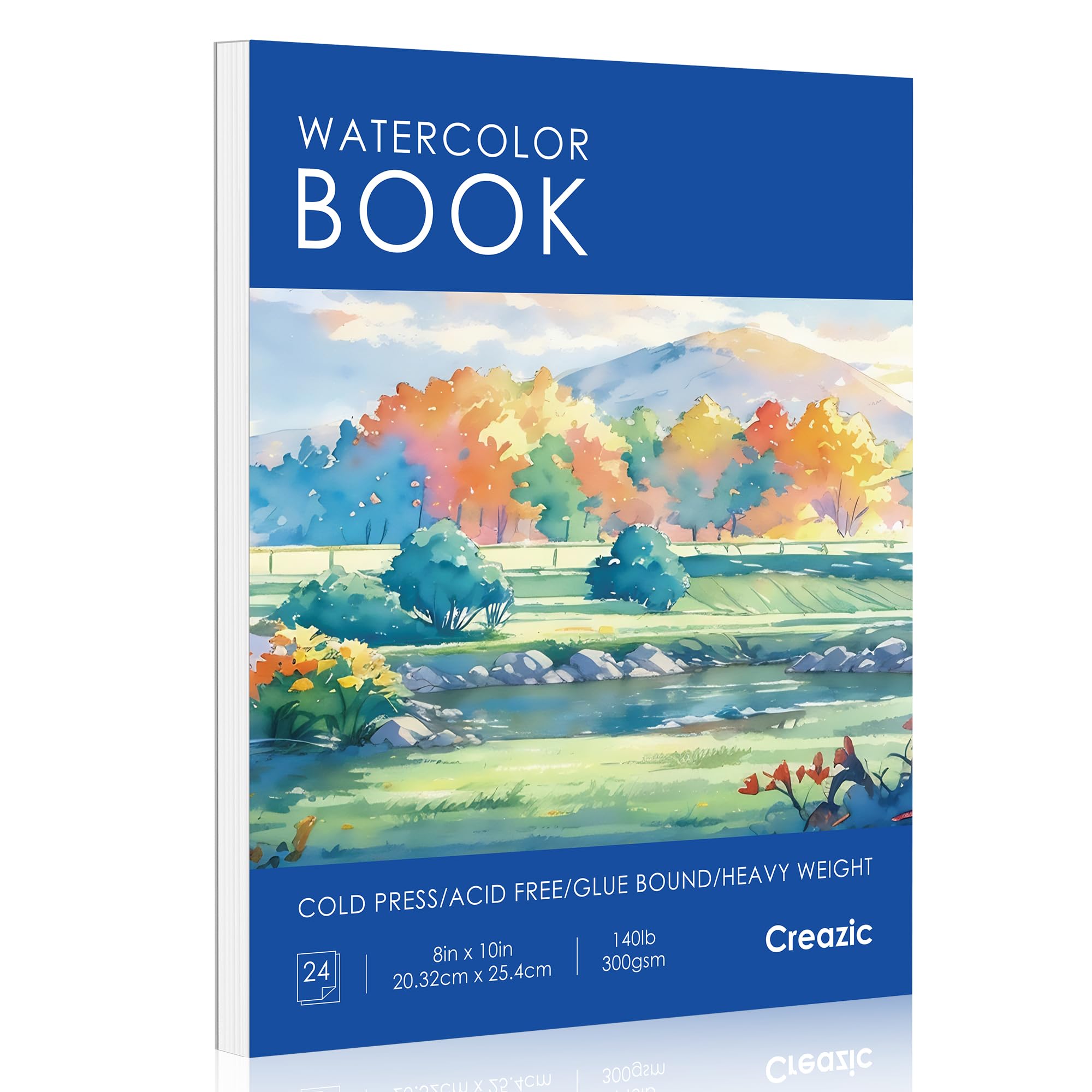 Creazic Aquarellpapierblock, 20,3 x 25,4 cm, säurefreies Künstlernotizbuch, kaltgepresstes schweres Skizzenbuch für Erwachsene, Kinder und Anfänger, ideal für Aquarellfarben, gemischte Medien und