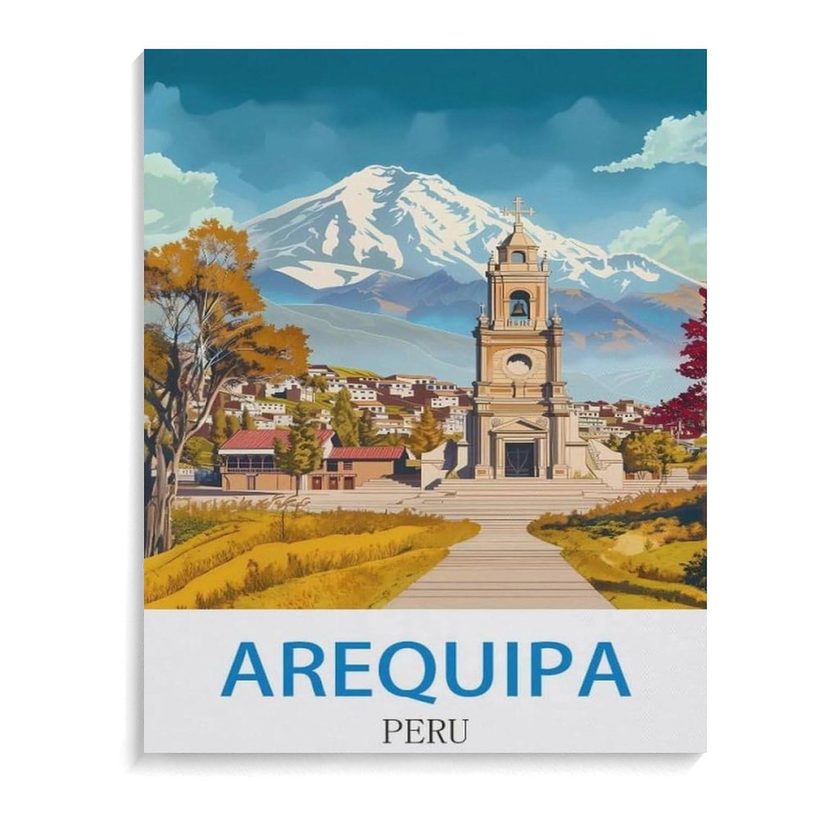 BEAYODKP Paint by Numbers，Arequipa Peru Vintage Travel Poster，Exquisite Oil Painting by Numbers Kits for Beginners(40x50cm-L41