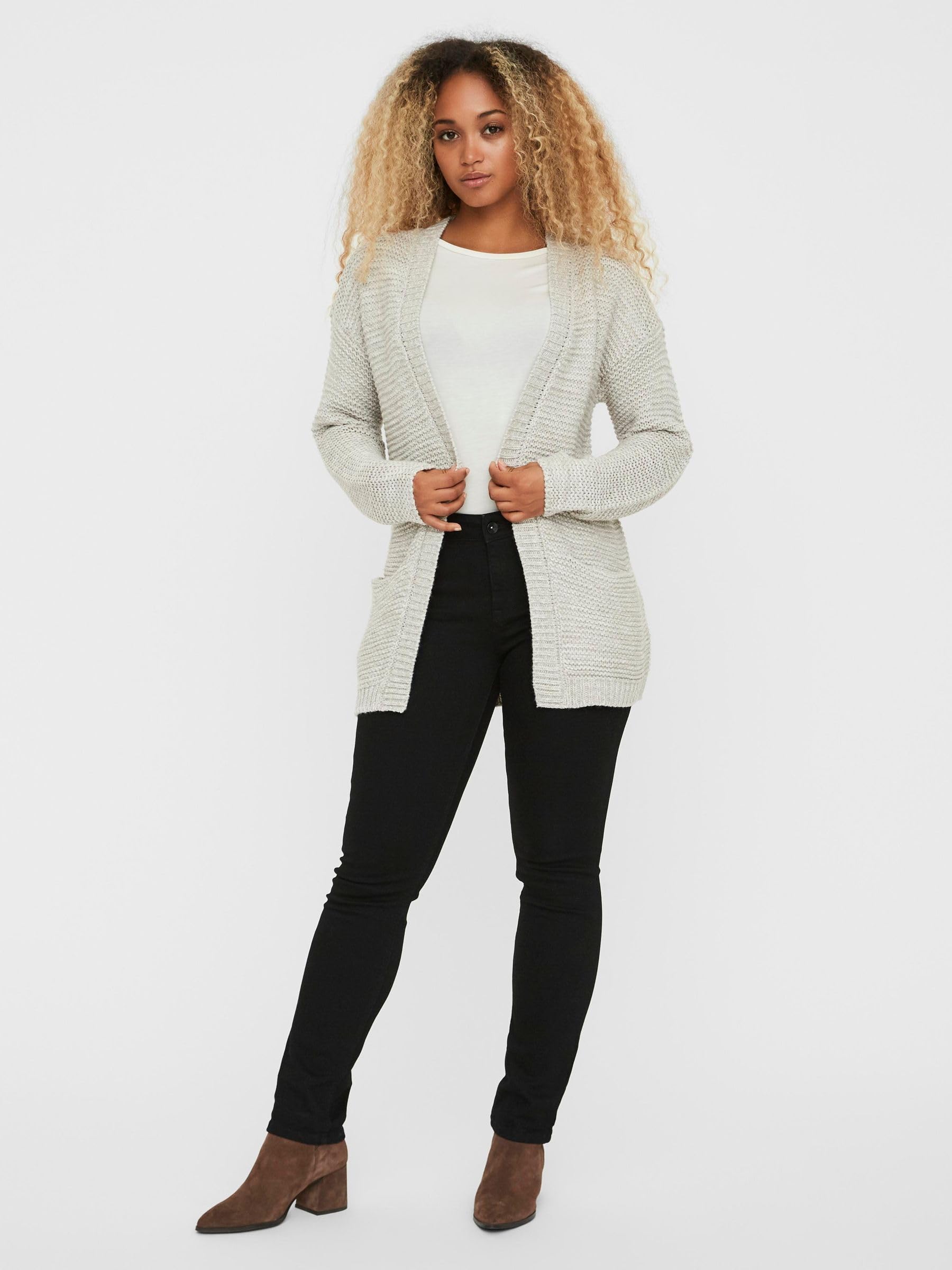 VERO MODA VMNO damska kurtka z dzianiny, szary (Light Grey Melange), M