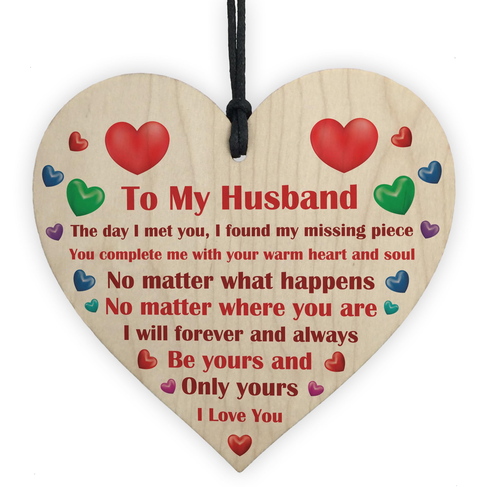 Red Ocean for Husband Wooden Heart Keepsake, Romantic for Him, Husband, Husband Birthday from Wife, Wedding Anniversary