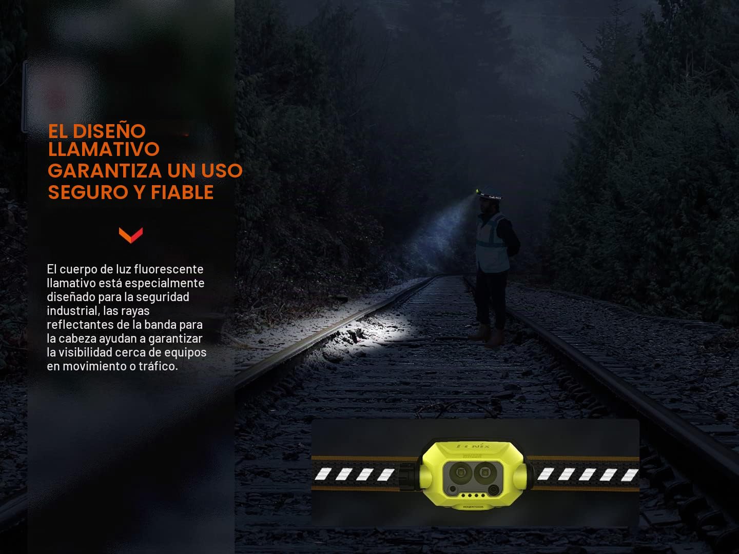 fenix WH23R, linterna frontal recargable ligera para trabajo/industrial | 600 lúmenes | 100 m | 150 horas máximo | detección de gestos encendido/apagado | interruptor giratorio | batería de 2000 mAh |