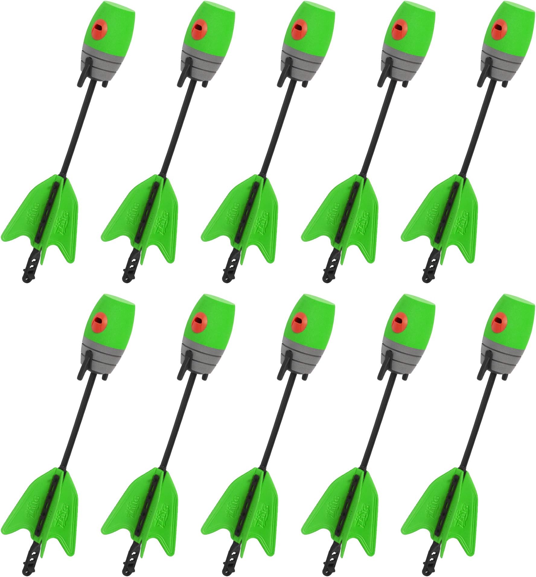Zonic Whistling Arrow Refill Pack 10 Green Arrows, Compatible with HyperStrike Firetek Z-Tek Z-Curve Z-Bow Archery Toy for Kids
