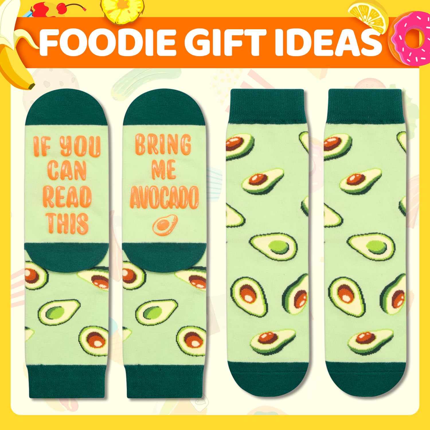 HAPPYPOP Funny Fruit Gifts - Avocado Gift Banana Gift for Kids, Avocado Banana Socks