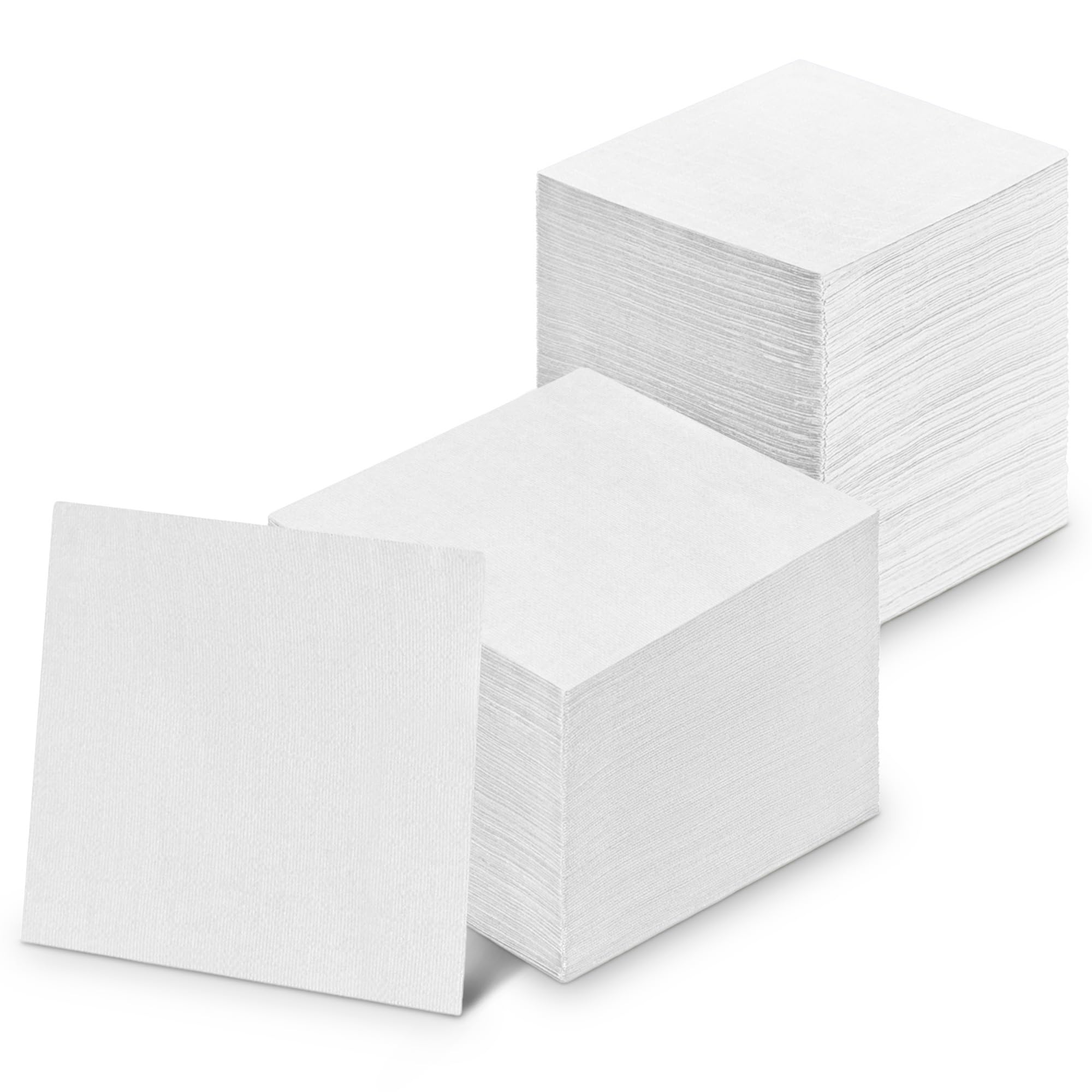 300-Pack Disposable White Cocktail Napkins, 3-Ply, 5"x5" Beverage Paper Napkins, Decorative Dessert Napkins For Wedding, Kitchen, Bar Or Restaurant