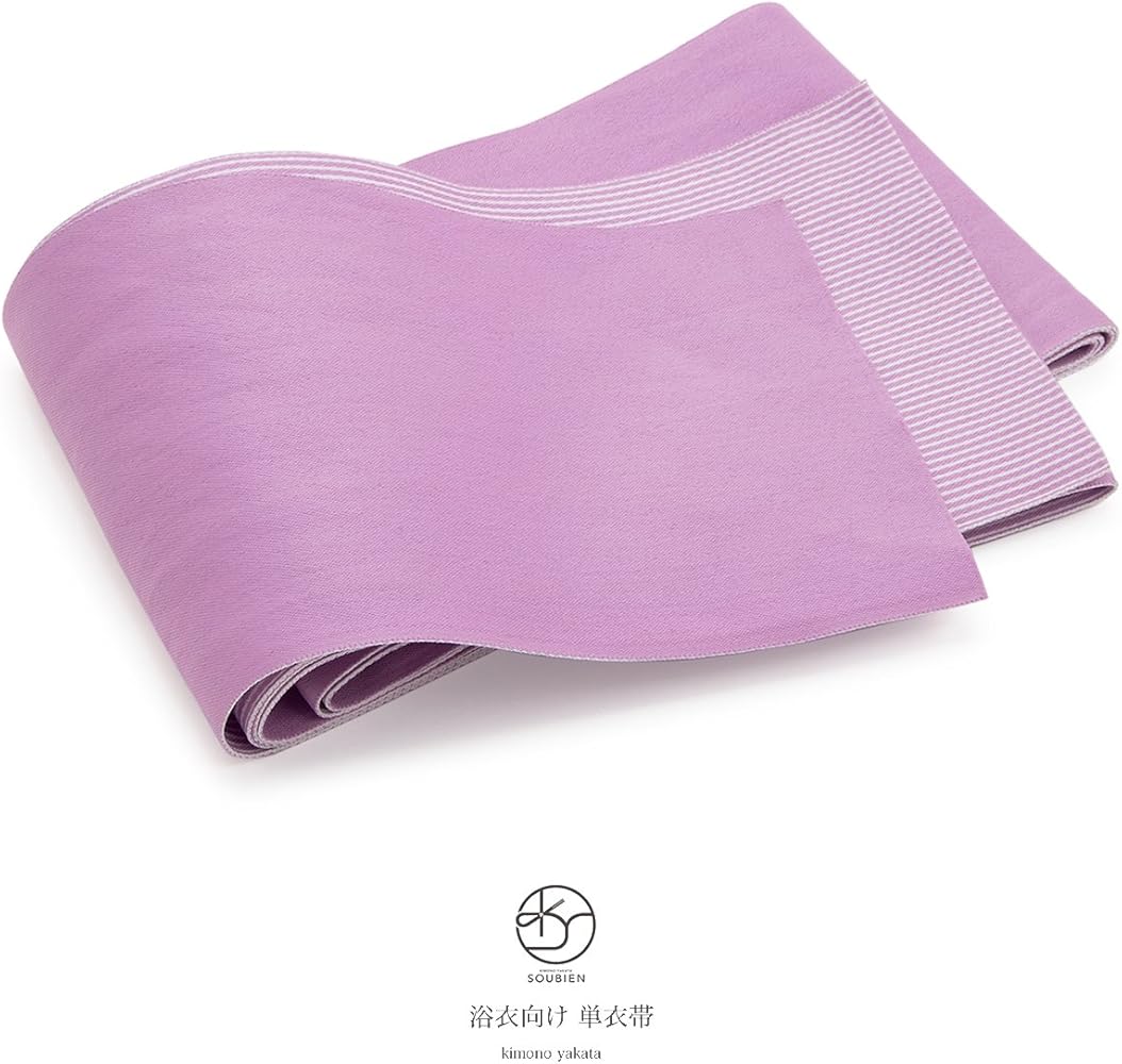 Amazon | [SOUBIEN] (ソウビエン) 半幅帯 紫色 パープル 無地