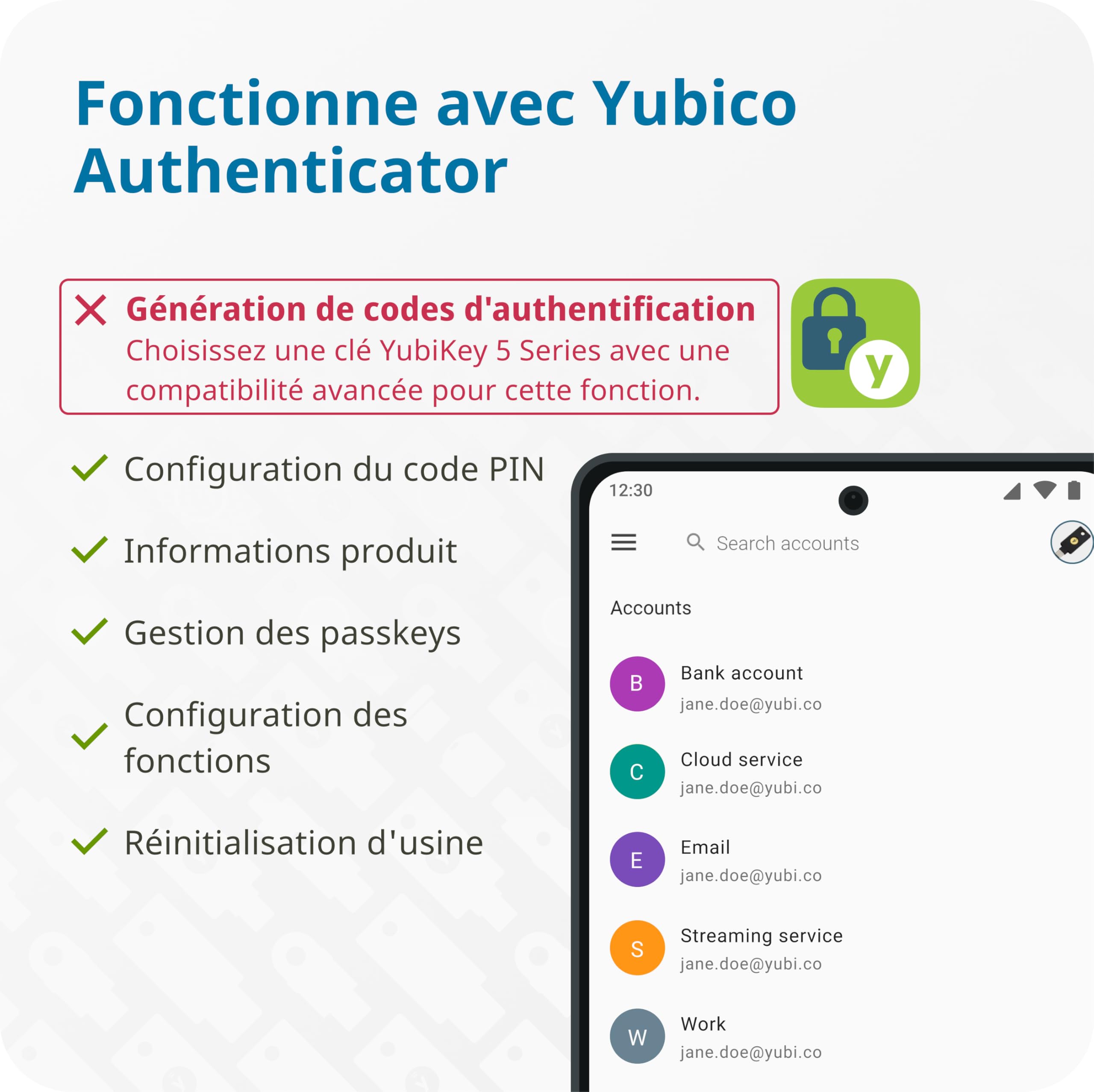 Yubico Security Key C NFC Noire Clé de sécurité authentification deux facteurs 2FA USB-C NFC FIDO U2F FIDO2