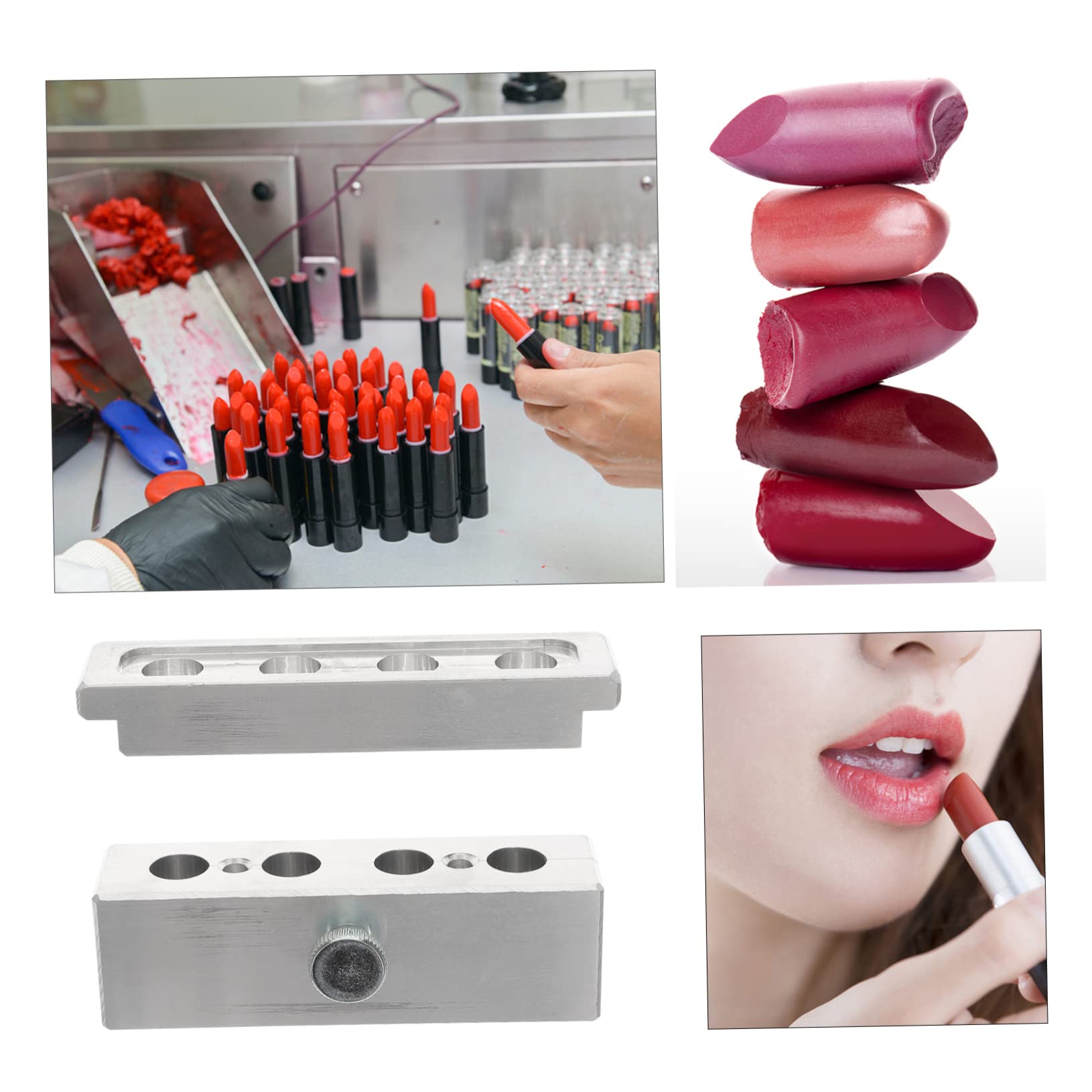 Healeved Lippenstiftform für Lippenstift Herstellung mit 4 Löchern aus Aluminiumlegierung Hochglänzend und Fein Poliert und Lipgloss zum Selbermachen im Innen und Außenbereich