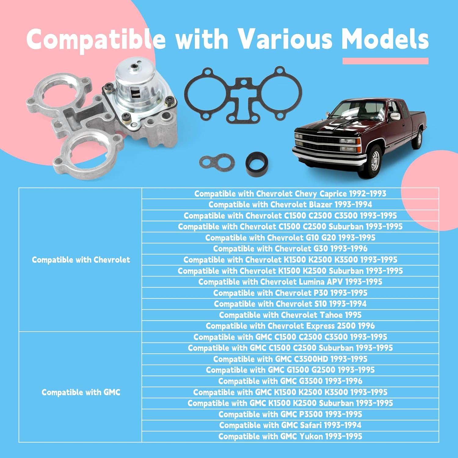 17112907 Fuel Injection Pressure Regulator Kit Replacement for Chevrolet Blazer Express Caprice Tahoe Lumina for GMC C1500 C2500 C3500 1992 1993 1994 1995 1996, Replace 19143609 PR113T