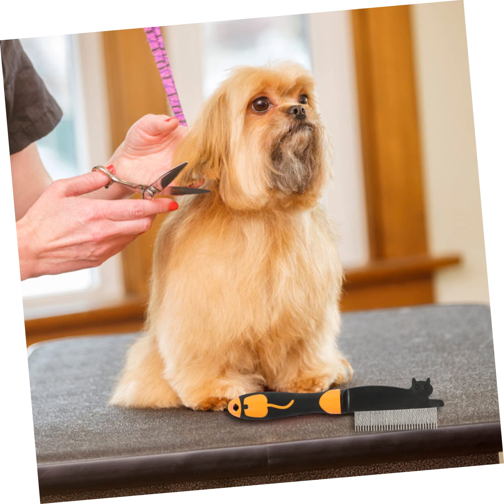 VANZACK 3pezzi Pettine Per Cani e Gatti Con Denti Rotondi Pettine Per Rimozione Pelo Animali Domestici Accessorio Per Toelettatura Inossidabile Design Antiscivolo Per Massaggio e Del Pelo