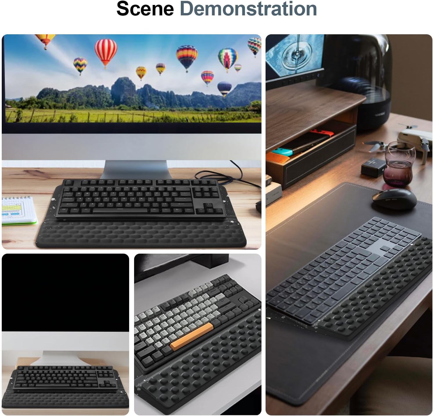 Wrist Rest with Keyboard Stand, Computer Wrist Support Pad,Ergonomic Tilted Keyboard Holder, Soft Memory Foam Desk Cushion, Palm Hand Typing for Office Home School (Starry Sky)