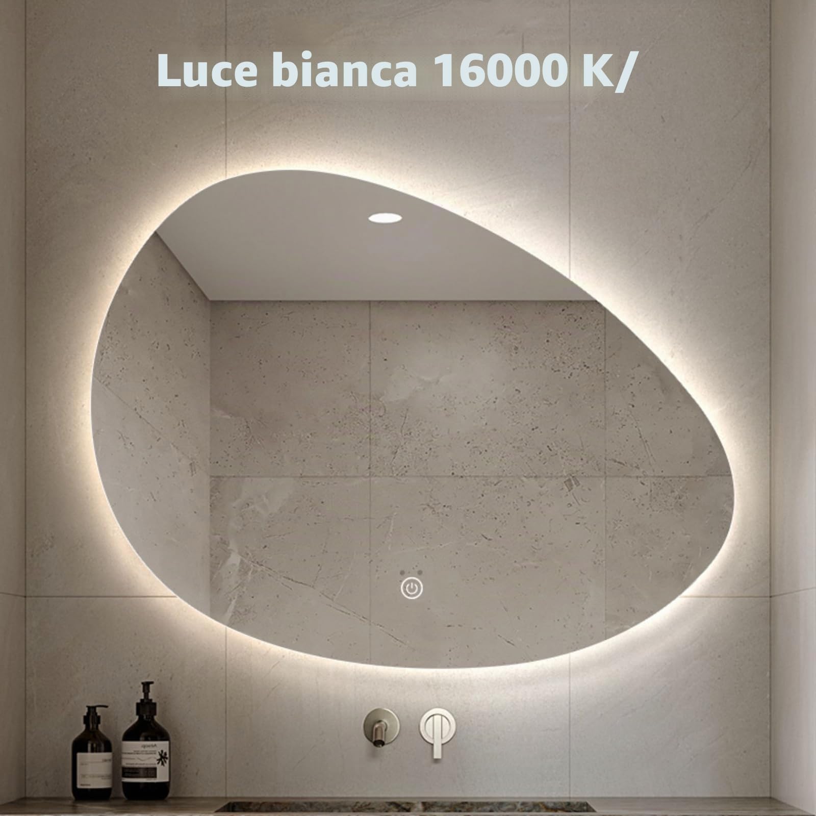 JSLJDM Ovale Specchio Bagno Retroilluminato, Specchio Bagno con Luce, Temperatura Colore Regolabile 3000K-6500K, Specchio Bagno LED in Vetro Temperato HD