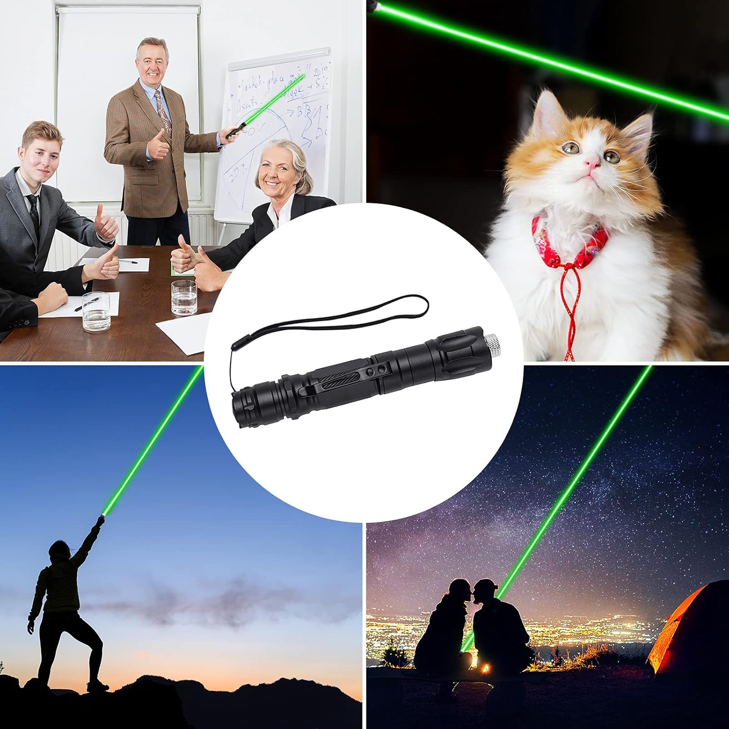 Wide Range Green Pointer-High Power LED Tactical Flashlight Green Beam Projector Flashlight for Hiking,Hunting Conference(Battery Charge Included ) : Tools & Home Improvement