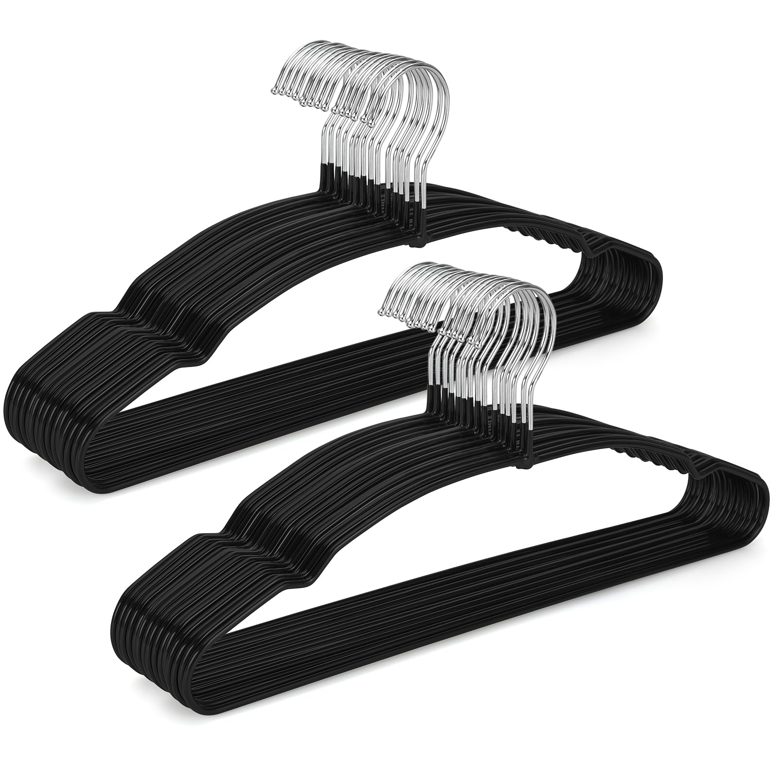 TOPIA HANGER Metal Hangers 30 Pack, Non Slip Clothes Hangers Space Saving, Heavy Duty Rubber Coated Wire Hanger for Coat, Shirt, Dress, Pants-Black, CT12H30 — image 1