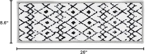 Miniatura 2 de Rugshop Peldaños antideslizantes de diseño bohemio moderno (juego de 4) 8.6 x 26 pulgadas, color crema