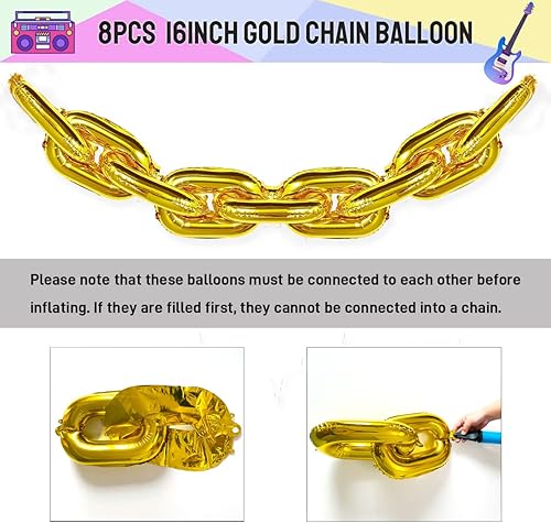 Miniatura 6 de Guirnalda de globos temáticos de los años 90 y 80, decoraciones de fiesta, morado, rosa, rojo, verde, amarillo, azul, negro, dorado, confeti,