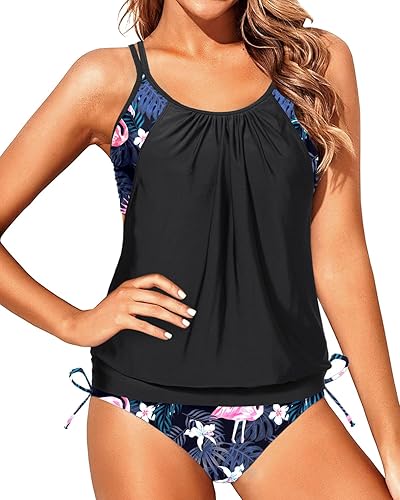 Miniatura 3 de Yonique Trajes de baño tankini para mujer, parte superior de natación con parte inferior de bikini, trajes de baño atléticos de dos piezas, trajes