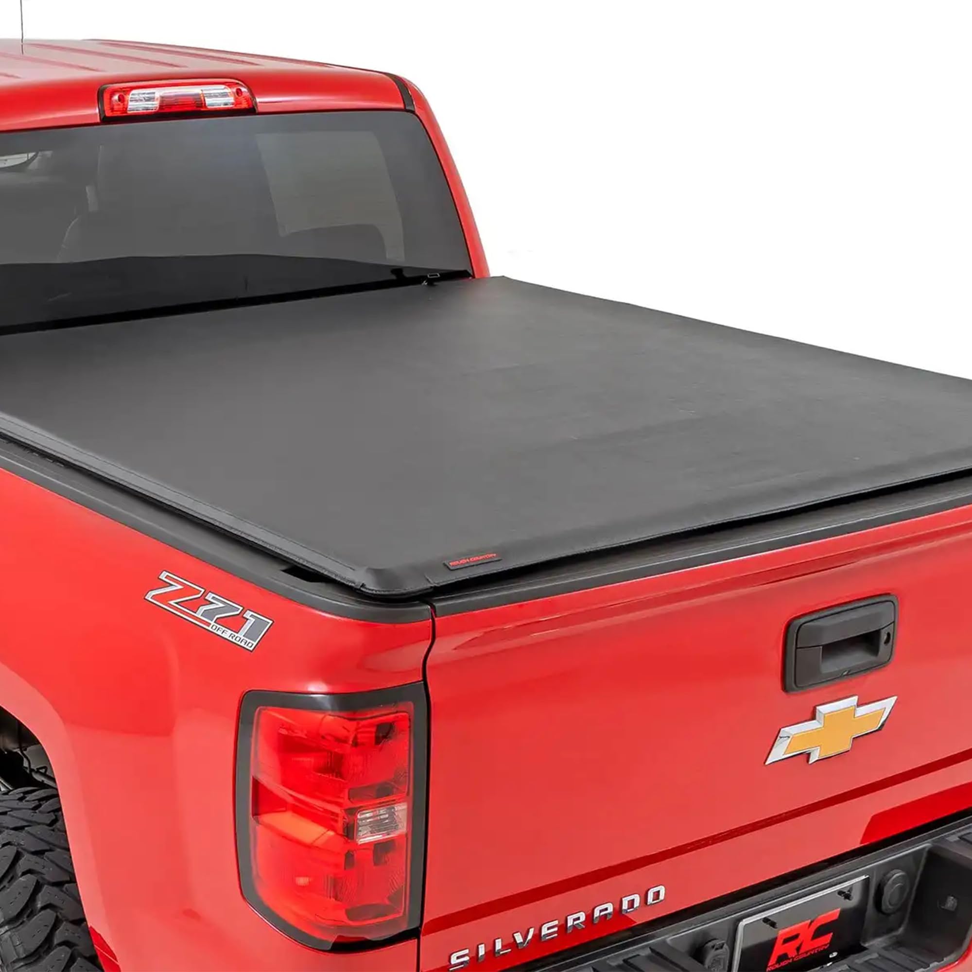 Photo 1 of Rough Country Soft Roll-Up Bed Cover for Chevy Silverado & GMC Sierra 1500/2500HD/3500HD (2014–2019 & Classic) - Fits 6'7 Bed, Low-Profile Vinyl Tonneau Cover