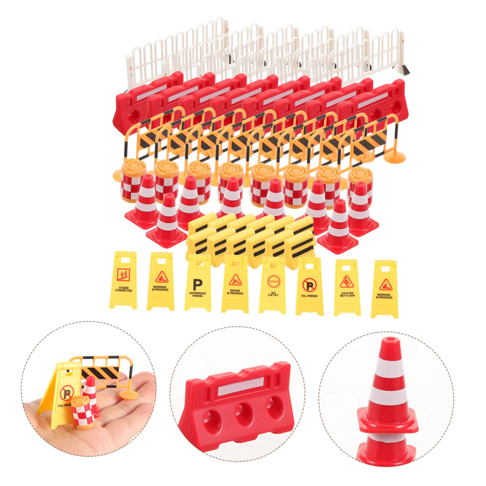 186 Pièces Modèle de Jouet de Transport Jouet de signalisation routière Panneau de signalisation de Simulation vehicule de Chantier Signaux Routiers Mini Panneaux de signalisation