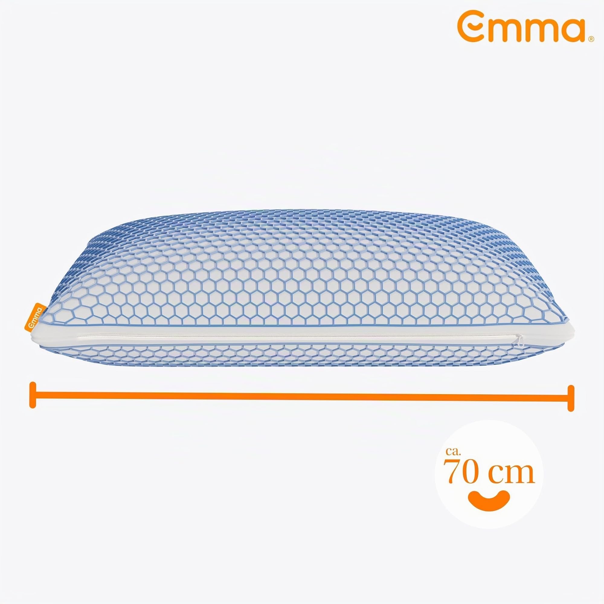 Emma Elite Stützkissen 70x40 cm – Höhenverstellbares ergonomisches Kopfkissen mit AirGrid® Kühlbezug – Atmungsaktives Memory Schaum Kissen mit waschbarem Bezug für alle Schlafpositionen