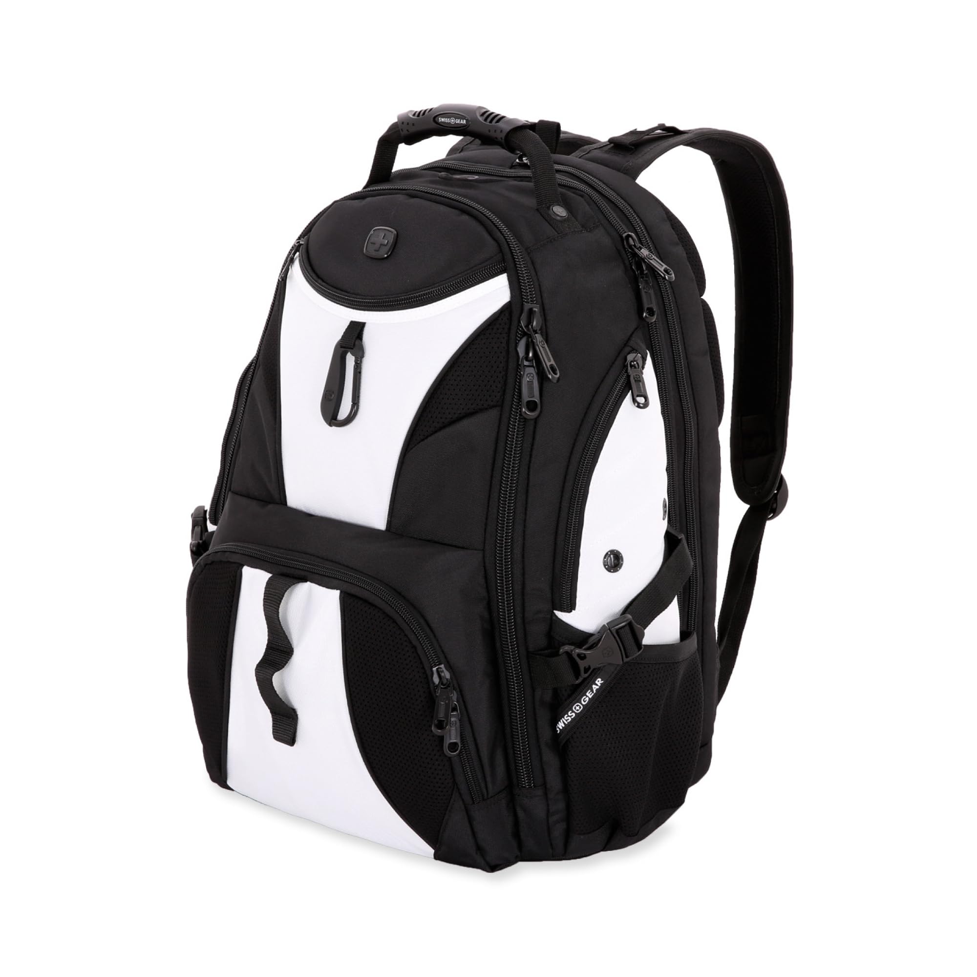 SWISSGEAR 1900 ScanSmart Laptop Backpack, Fits Most 17-Inch Laptops, TSA-Friendly Lay-Flat Design, RFID Protection, and Tablet Pocket, Black, 31L, 18.5-Inch 18.5-Inch White/Black