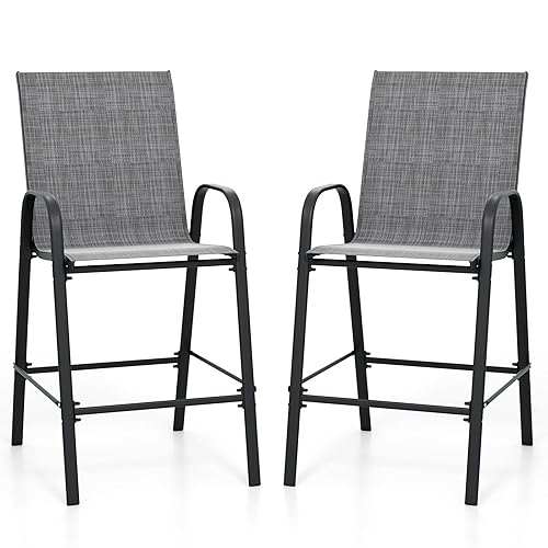 Tangkula Outdoor Bar Stools Set of 2, 29" Fabric Counter