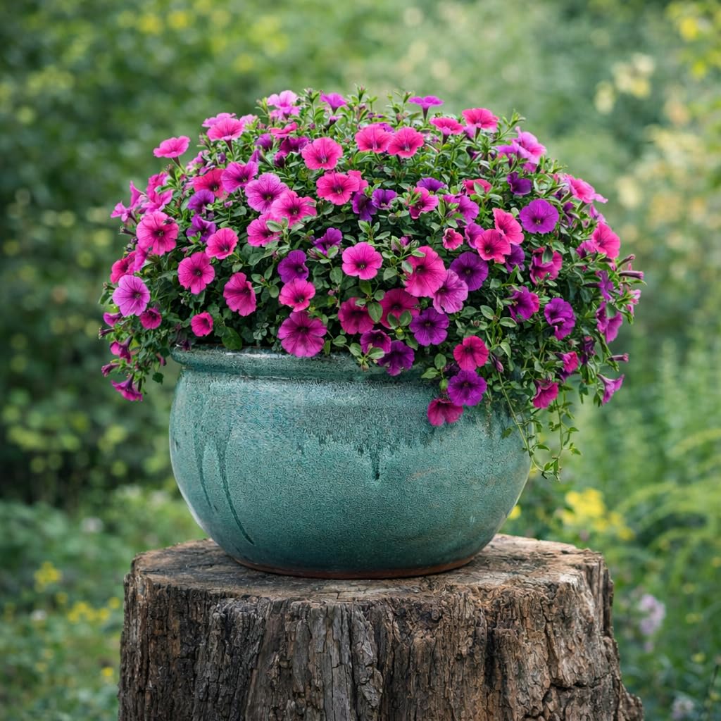 Steinzeug-Blumentopf/Pflanzkübel Bamboo Moosgrün 37x24cm frostfest