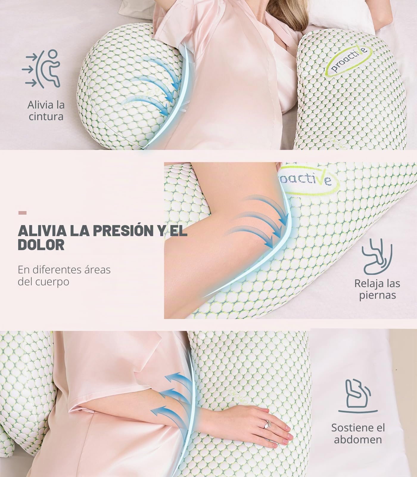 Oternal Almohada de embarazo para mujeres embarazadas, almohada corporal suave para embarazo, apoyo para espalda, caderas, piernas, almohada de maternidad con funda de almohada desmontable y ajustable