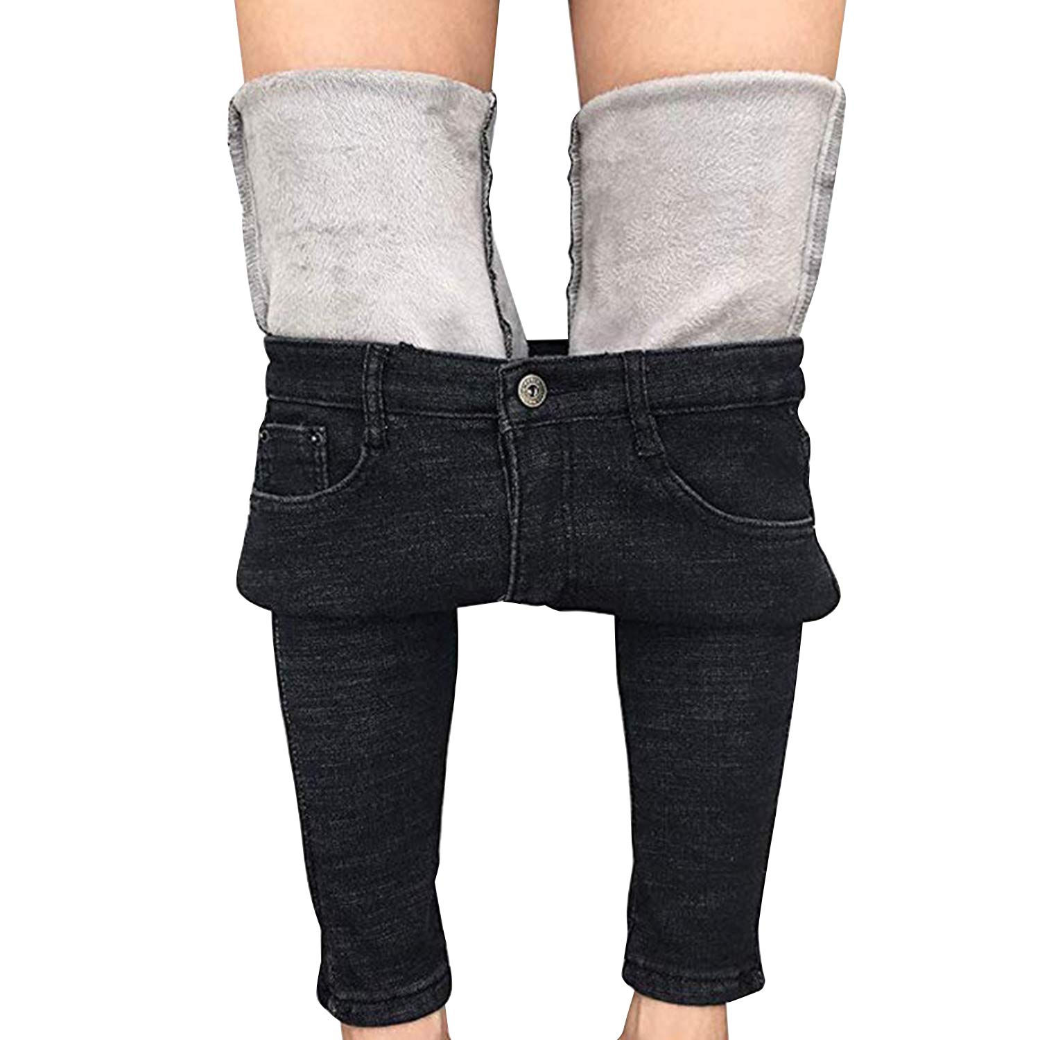 Jeggings d'hiver en polaire extensible pour femme - Taille haute