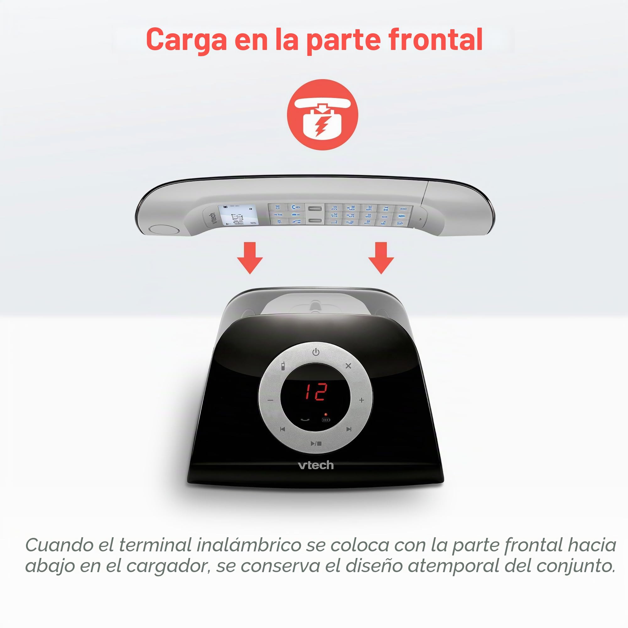 VTech LS135 Teléfono inalámbrico DECT de diseño retro con contestador automático digital, bloqueo de llamadas, función manos libres y rellamada, pantalla retroiluminada y teclado